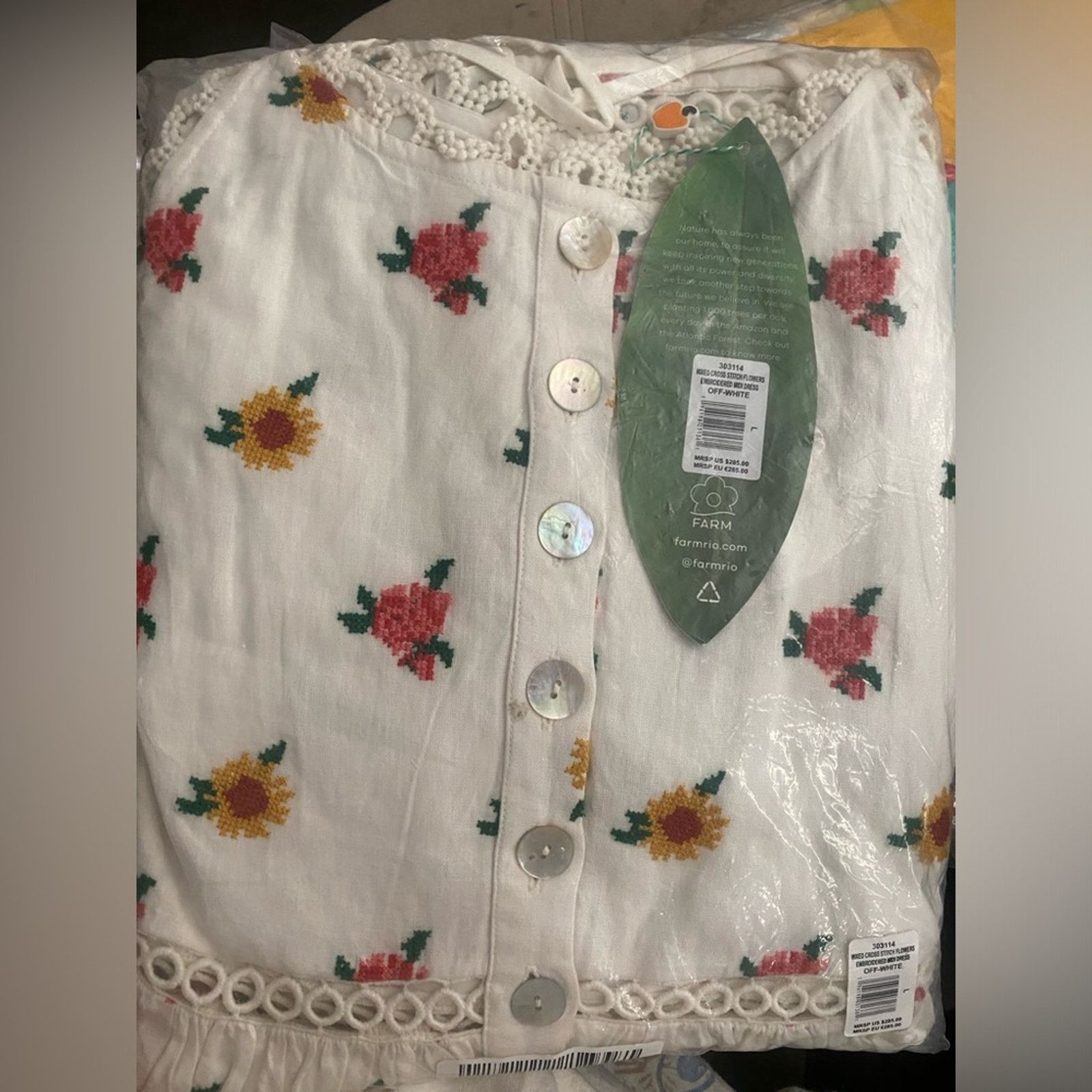 Farm Rio FARM Rio Embroidered Linen-Blend Midi Dress L | Grailed
