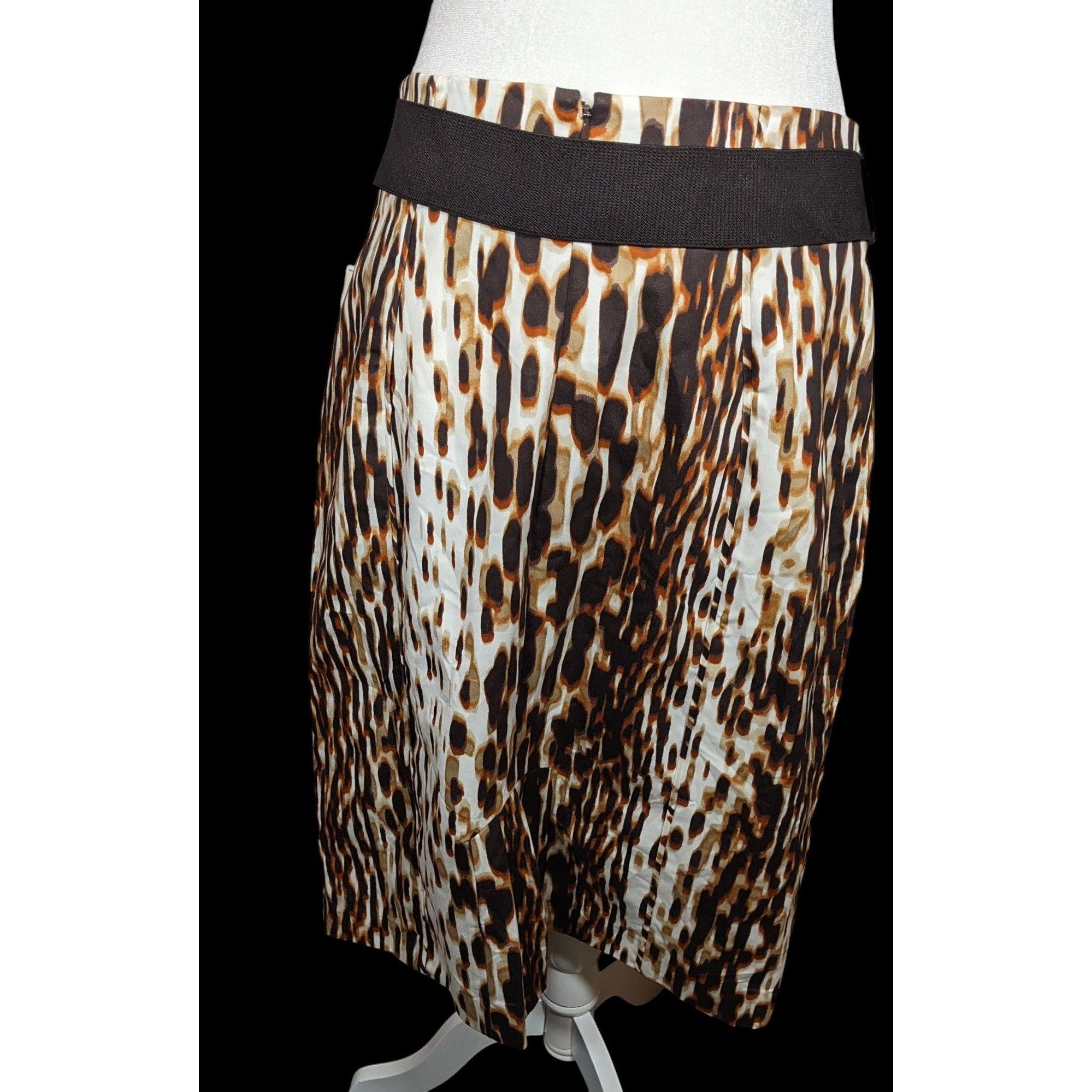Worthington Worthington Brown Abstract Animal Print Knee Length Skirt Wi Size 34" / US 12 / IT 48 - 2 Thumbnail