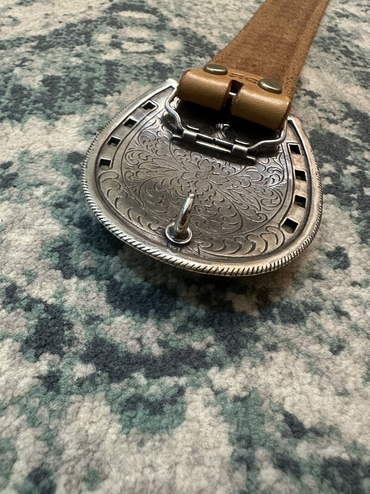 Handmade Tony Lama Classic Basketweave Leather Belt Bronc Buckle (32) Size 32 - 13 Thumbnail