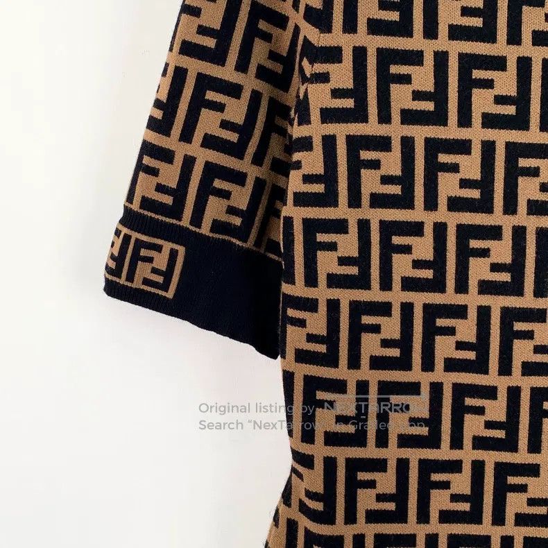 Fendi Fendi Dark Brown Logo Letter Full Print Crewneck Short Sle Size XS / US 0-2 / IT 36-38 - 4 Thumbnail