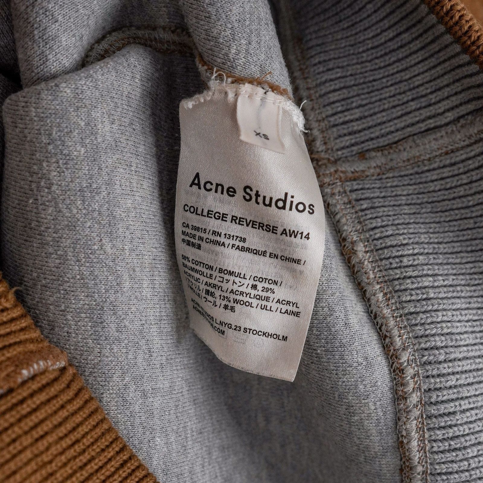 Acne Studios Acne Studios AW14 College Reverse Gray Wool Blend Sweatshirt Size US XS / EU 42 / 0 - 8 Thumbnail