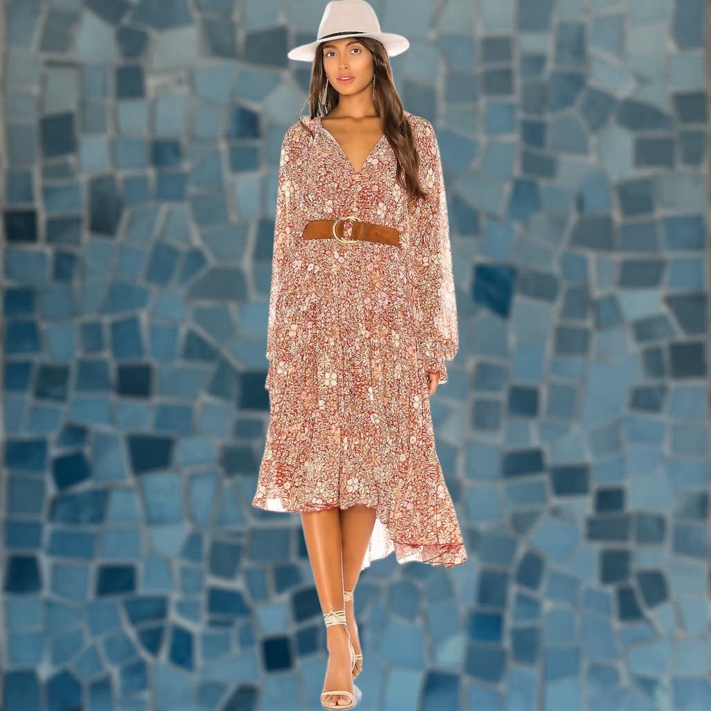 free people feeling groovy maxi dress SZ M Flowy floral maxi dress featuring a tiered skirt with a V Free People Feeling Groovy Maxi