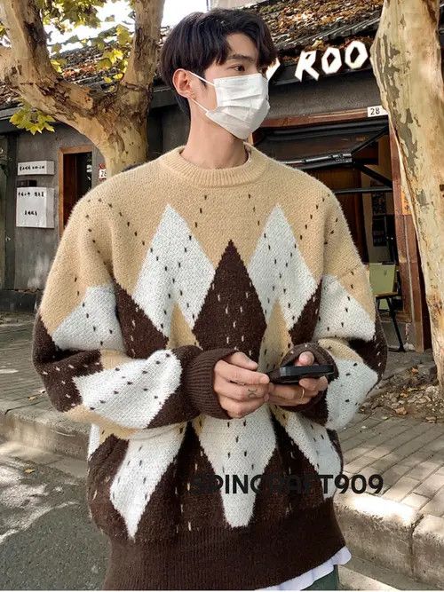 VIBE Argyle Graphic Knit Sweater Size US M / EU 48-50 / 2 - 4 Thumbnail