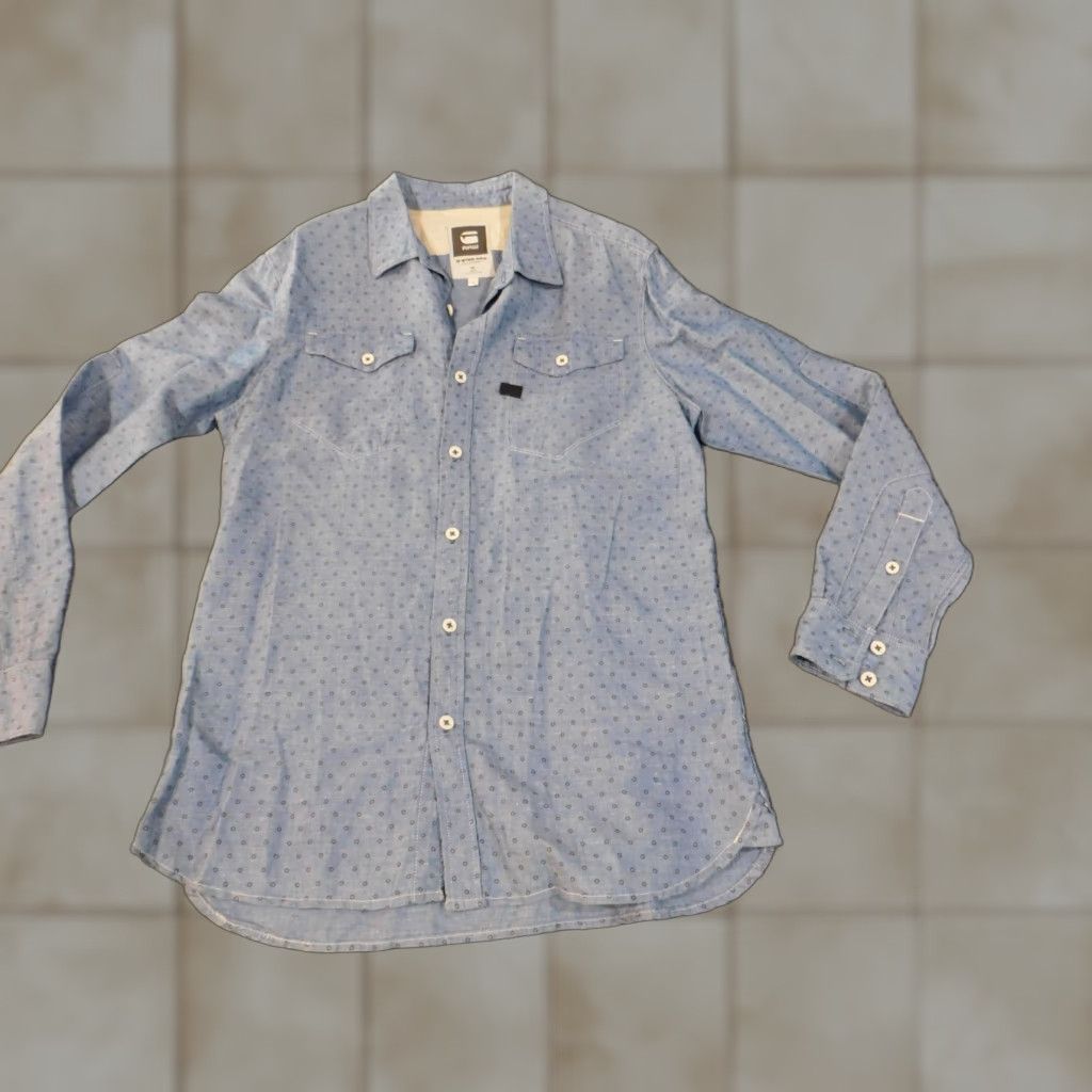 G-Star G-Star Shirt Men L Blue City Geometric Pockets NYC New York Button-Up Collared Long Sleeve Knit Cotton Vintage No? Size US L / EU 52-54 / 3 - 1 Thumbnail