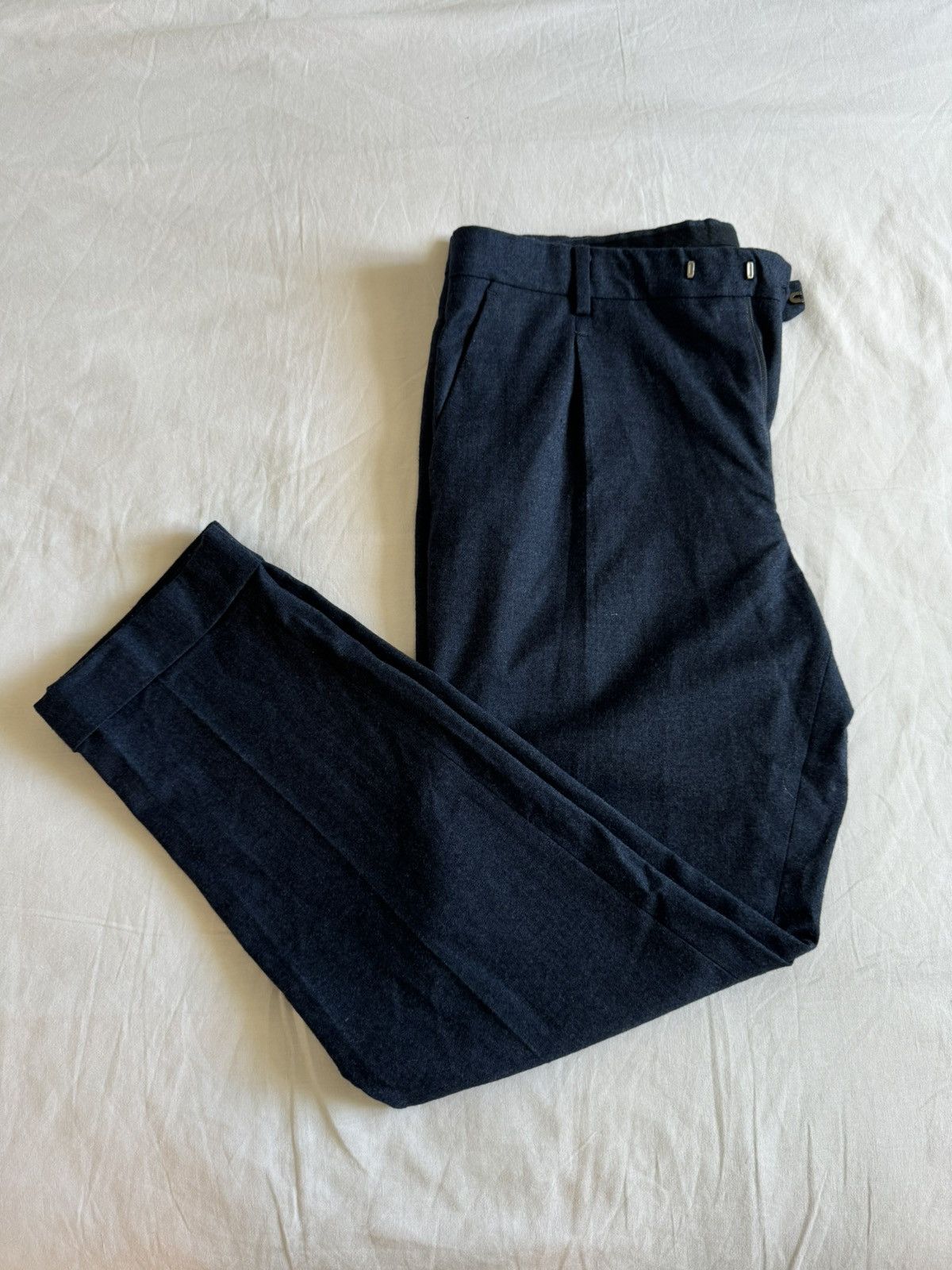 Ermenegildo Zegna 50R wool navy one pleat trousers pants