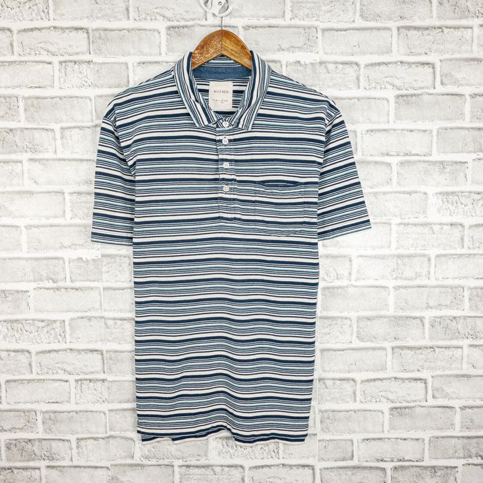 Billy Reid BILLY REID Short Sleeve Polo Shirt Cotton knit striped