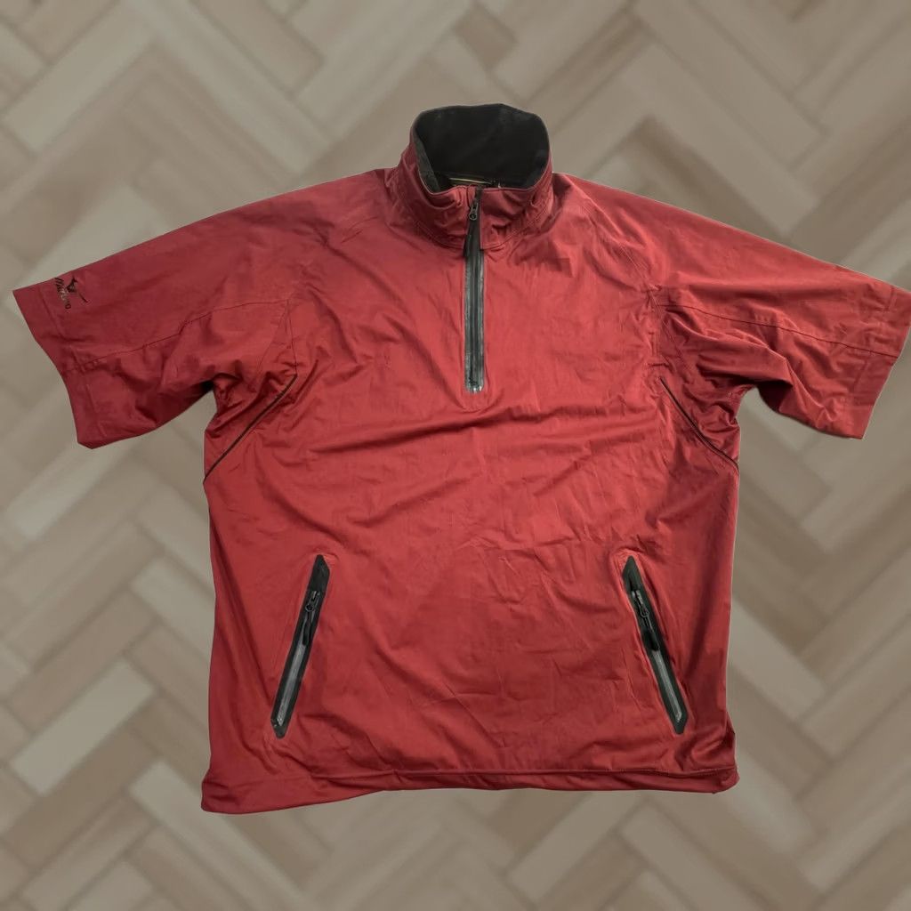 Mizuno Mizuno Jacket Mens L Red Short Sleeve 1/2 Zip Windbreaker Golf Top ImpermaLite Flex Size US L / EU 52-54 / 3 - 1 Thumbnail