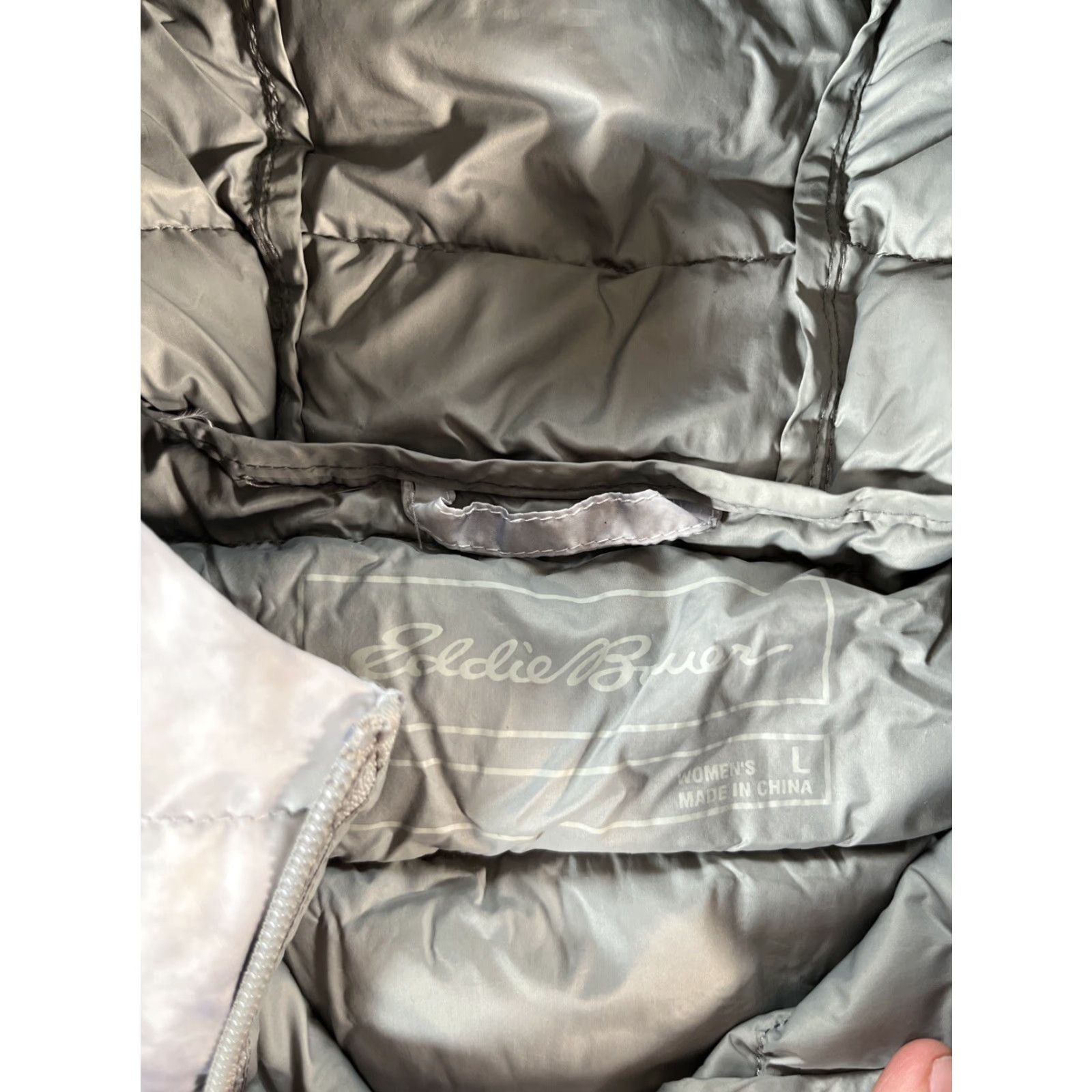 Eddie Bauer Eddie Bauer Jacket, Down Puffer, Womens Large, Gray, Hooded, Long, Winter. Size L / US 10 / IT 46 - 5 Thumbnail