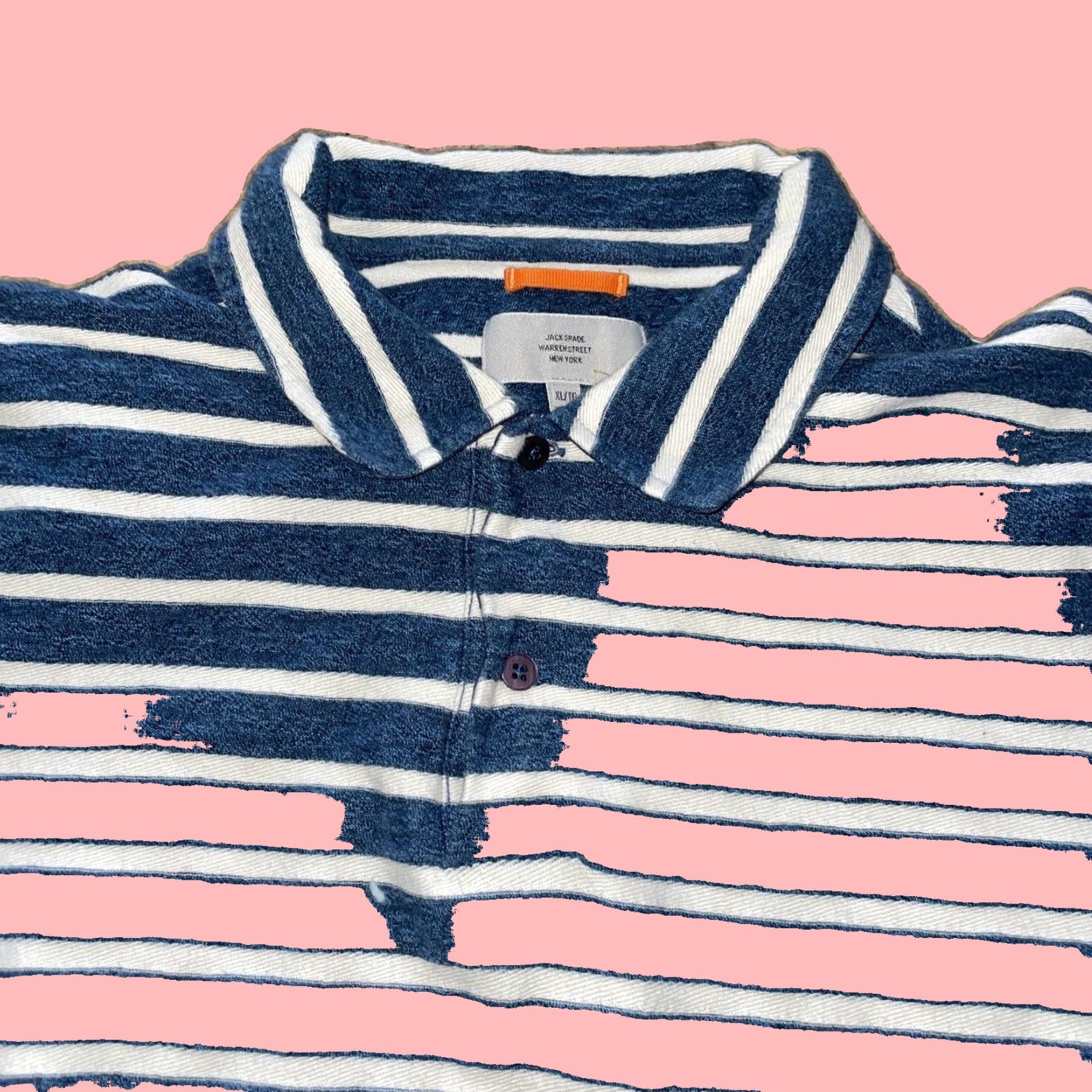 Vintage Jack Spade Mens Blue Striped Polo Shirt XL Size US XL / EU 56 / 4 - 2 Thumbnail