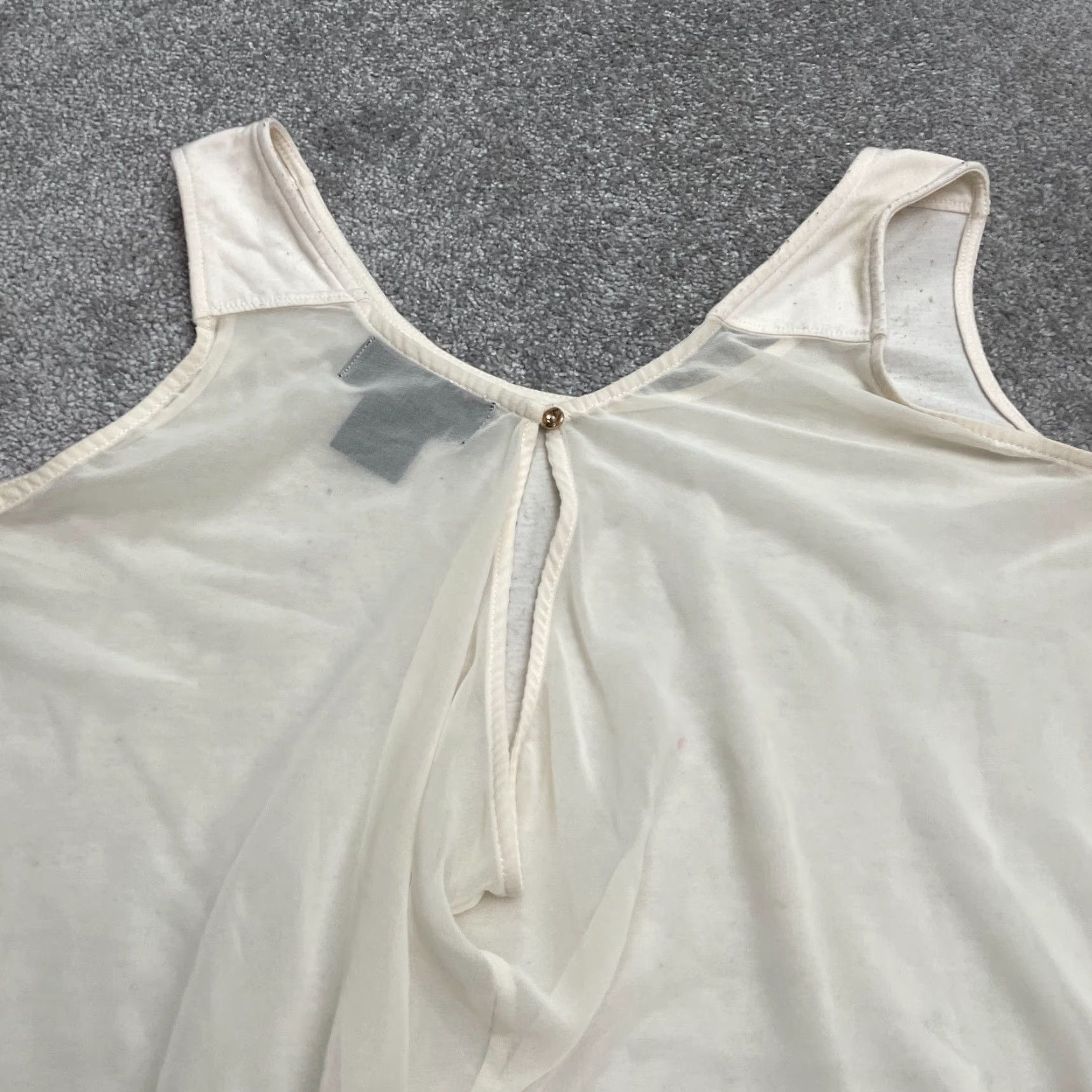 Vintage Kardashian Collection Tank Top Womens XL Ivory Chiffon Sleeveless Sheer Casual Sleeveless Tank Top Womens XL Ivory Chiffon Size XL / US 12-14 / IT 48-50 - 3 Thumbnail