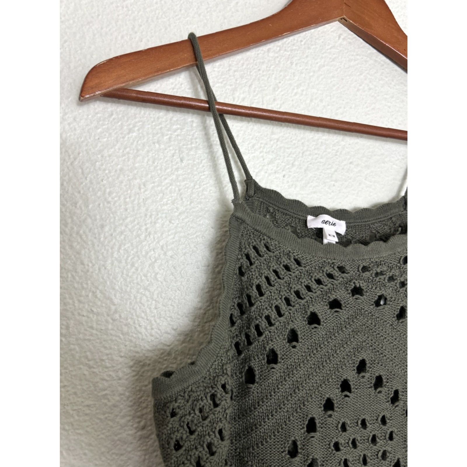 Vintage Aerie Dress Knit Olive Green Cotton Spaghetti Strap Long Womens M Size M / US 6-8 / IT 42-44 - 2 Thumbnail