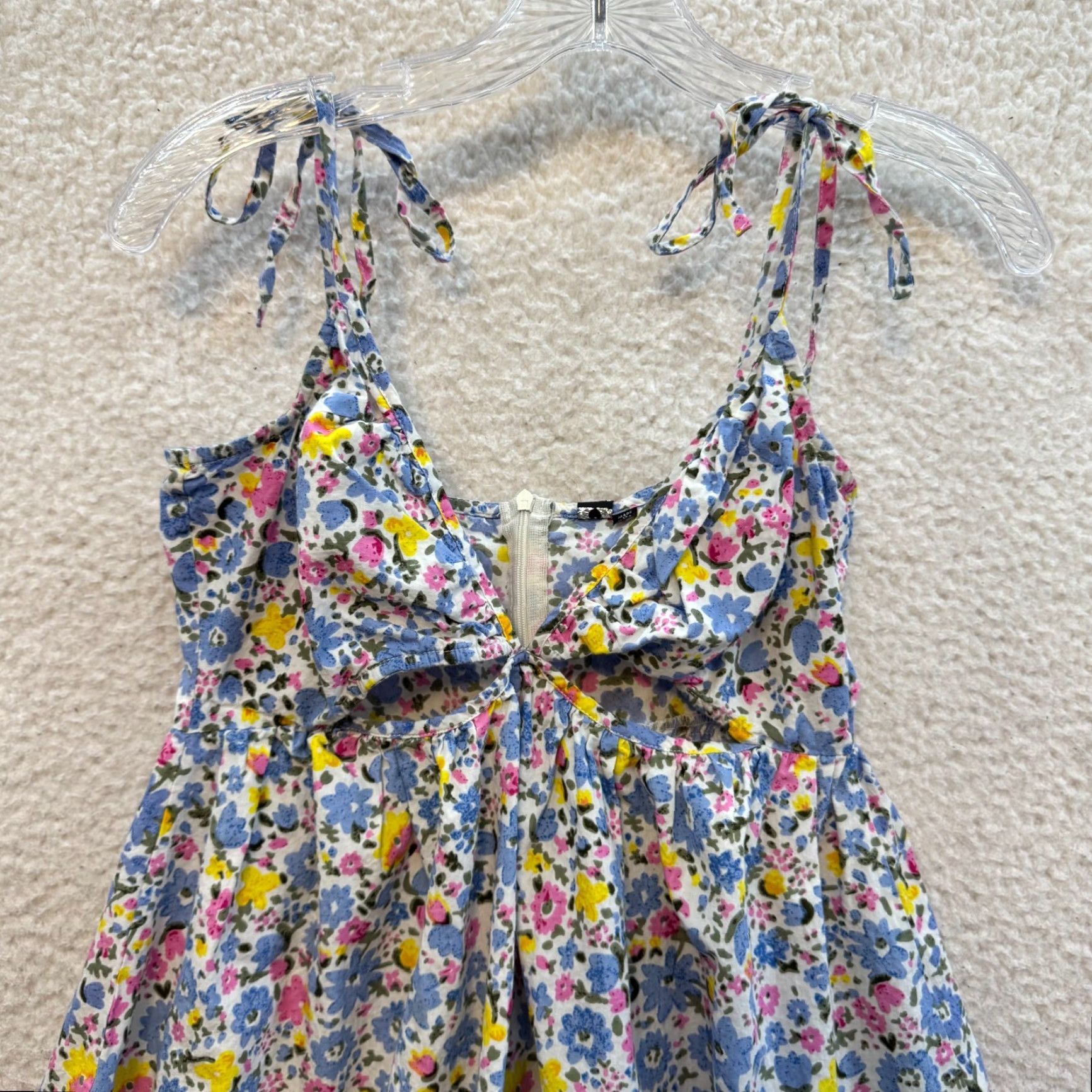 Vintage Influence Maxi Dress Women's Sleeveless V-Neck 10 Blue Floral Ditsy Cottagecore Garden Party Midi Long Size L / US 10 / IT 46 - 2 Thumbnail