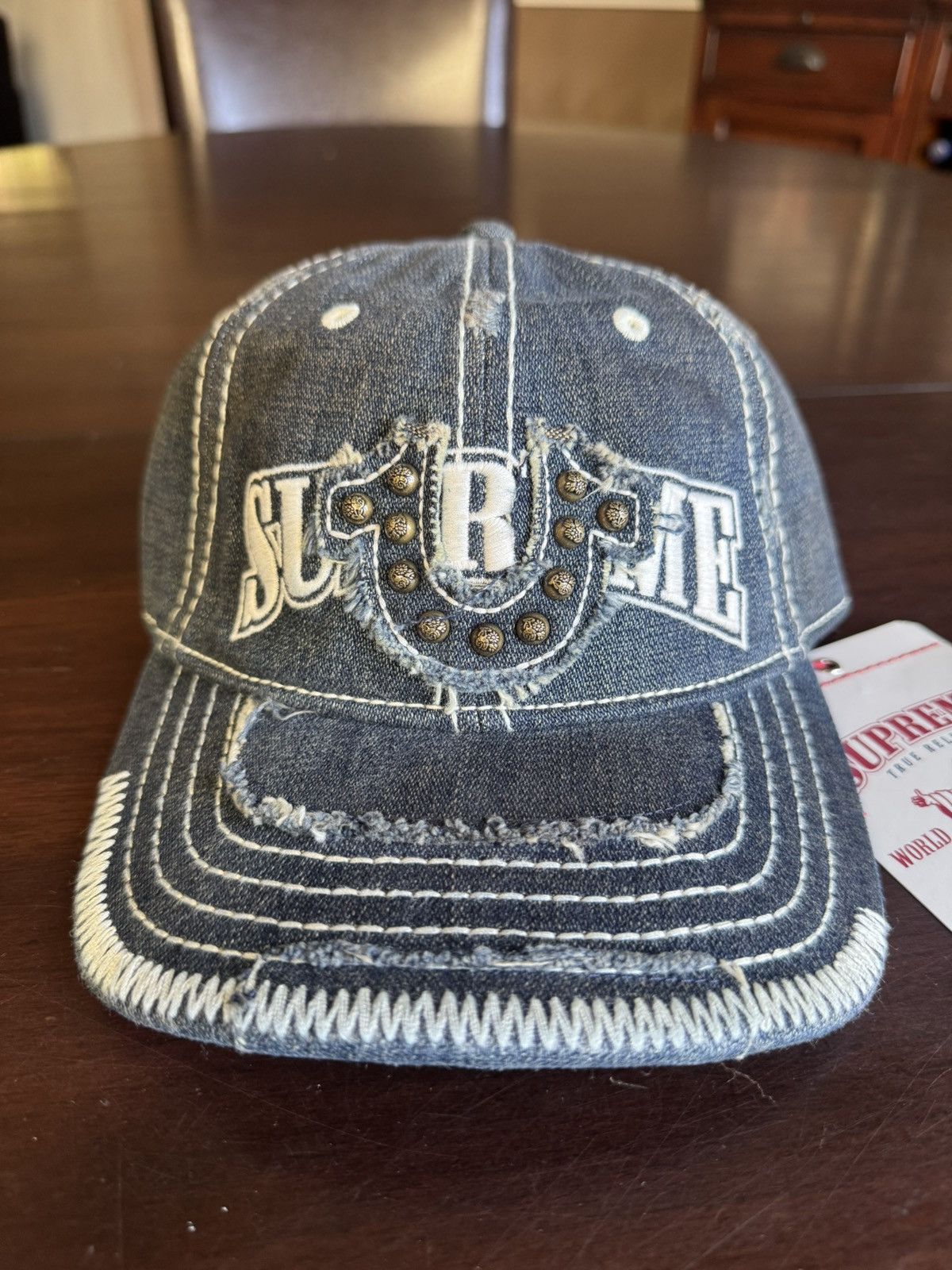 Supreme True Religion Denim Trucker 6 Panel Hat Dirty Indigo
