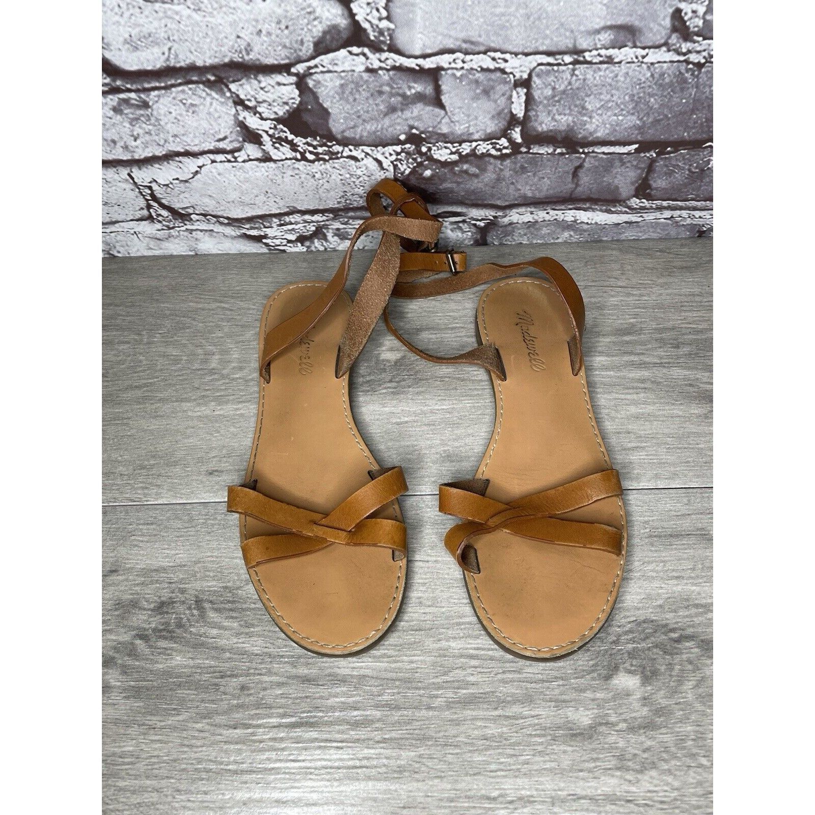 Madewell Madewell Brown Leather Casual Ankle Strap Flat Sandals Women Size US 7.5 / IT 37.5 - 13 Thumbnail