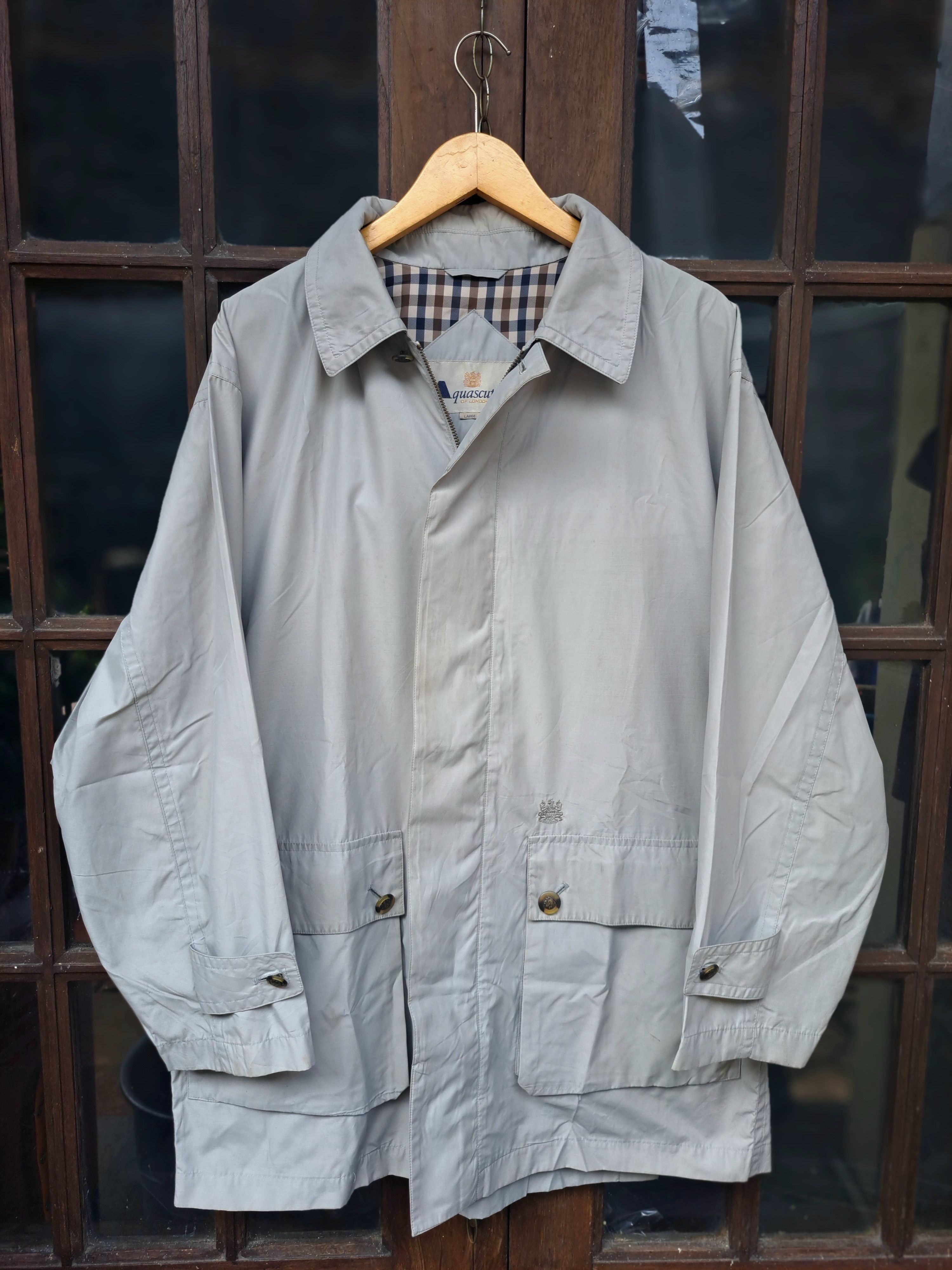 Aquascutum × Vintage Vintage Aquascutum Coat Light Jacket Mens Large Size US L / EU 52-54 / 3 - 1 Thumbnail
