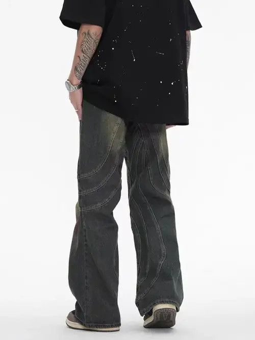 Jean Vintage Washed Graffiti Micro Flared Heavy Duty Jeans Size US 32 / EU 48 - 2 Thumbnail