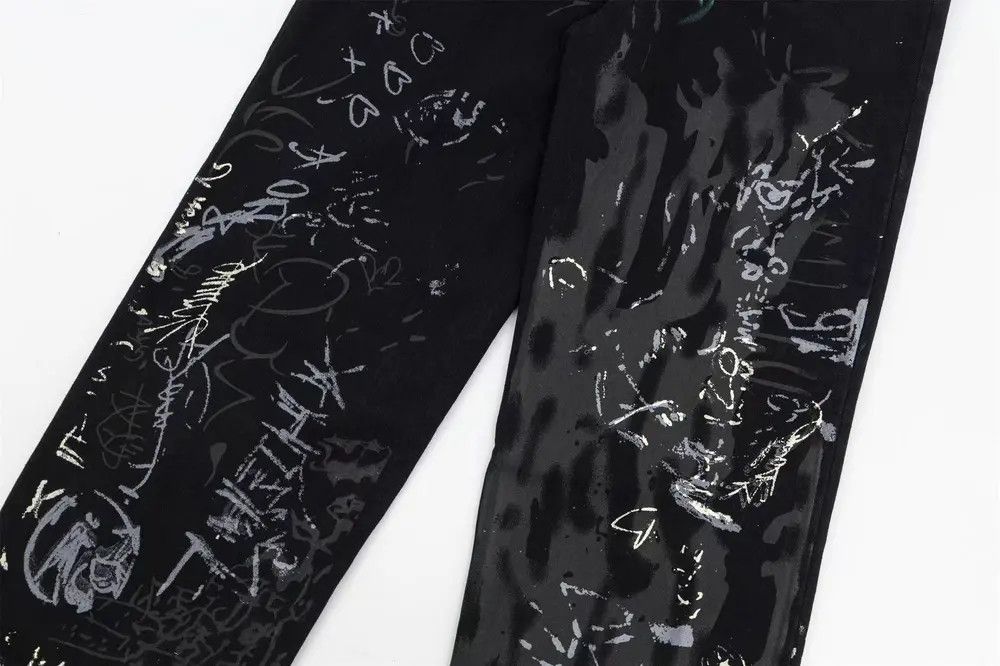 Japanese Brand × Jean Vintage Hip Hop Casual Street Graffiti Jeans Size US 31 - 2 Thumbnail