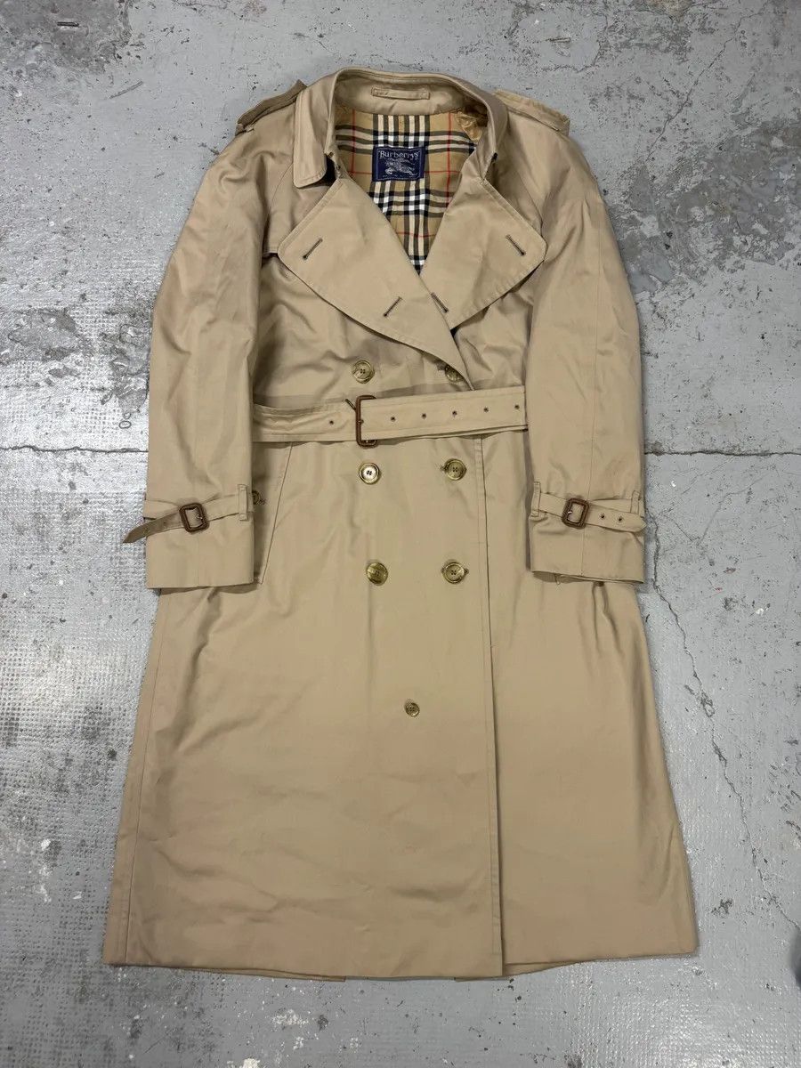 Burberry 1990s Burberry Beige Tartan Trench Coat Size US L / EU 52-54 / 3 - 1 Thumbnail