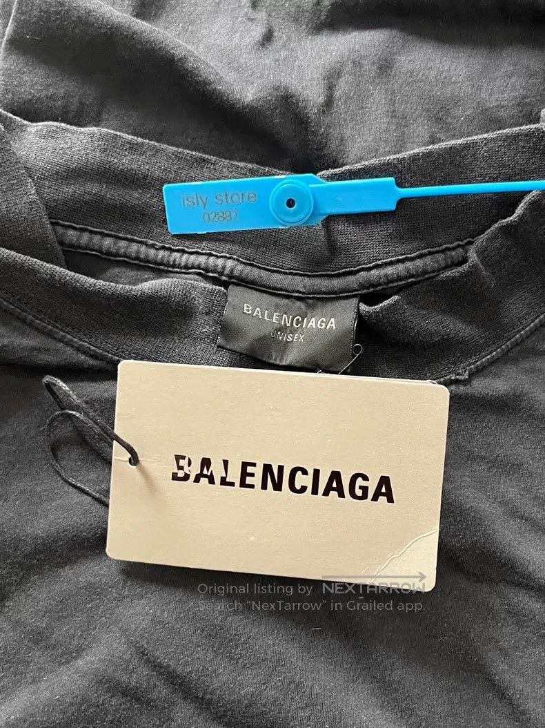 Balenciaga Balenciaga Distressed Blue Logo Letter Pattern Print Round Size US L / EU 52-54 / 3 - 5 Thumbnail