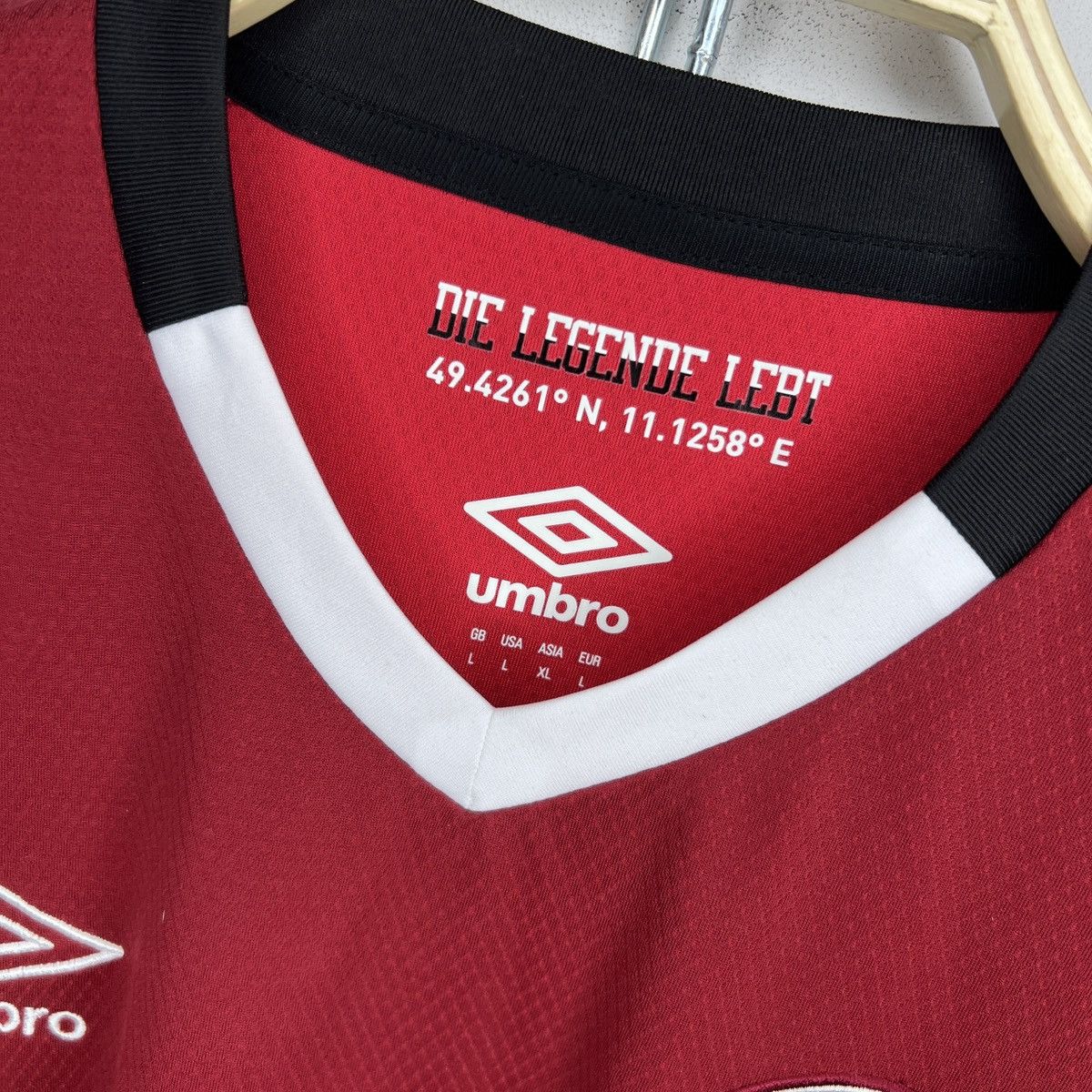 Umbro × Vintage Vintage Burgundy Jersey T-Shirt Tee Nurnberg Umbro 2020 Size US L / EU 52-54 / 3 - 4 Thumbnail