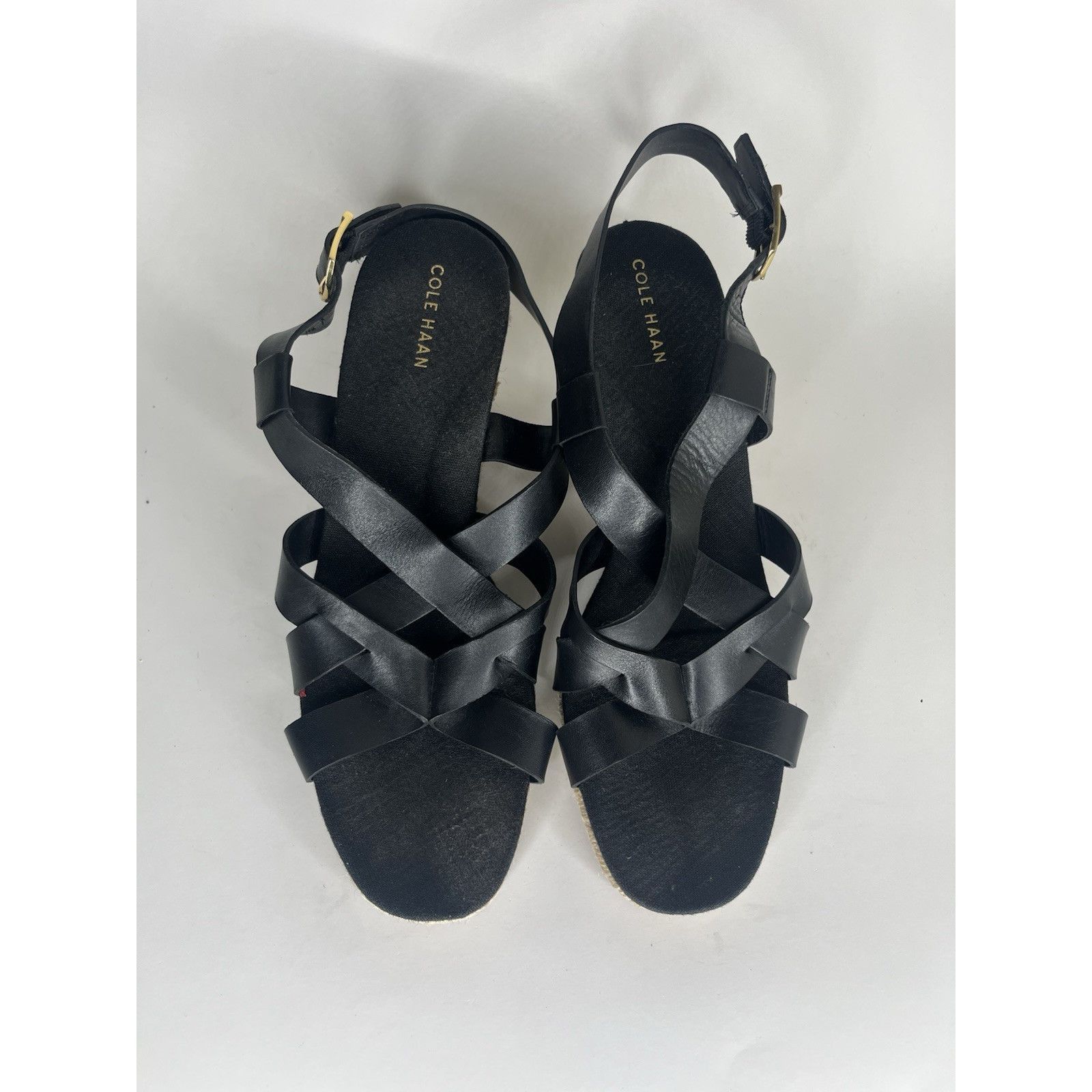 Cole Haan Cole Haan Black Leather Espadrille Wedge Strappy Sandals Wom Size US 9 / IT 39 - 10 Thumbnail