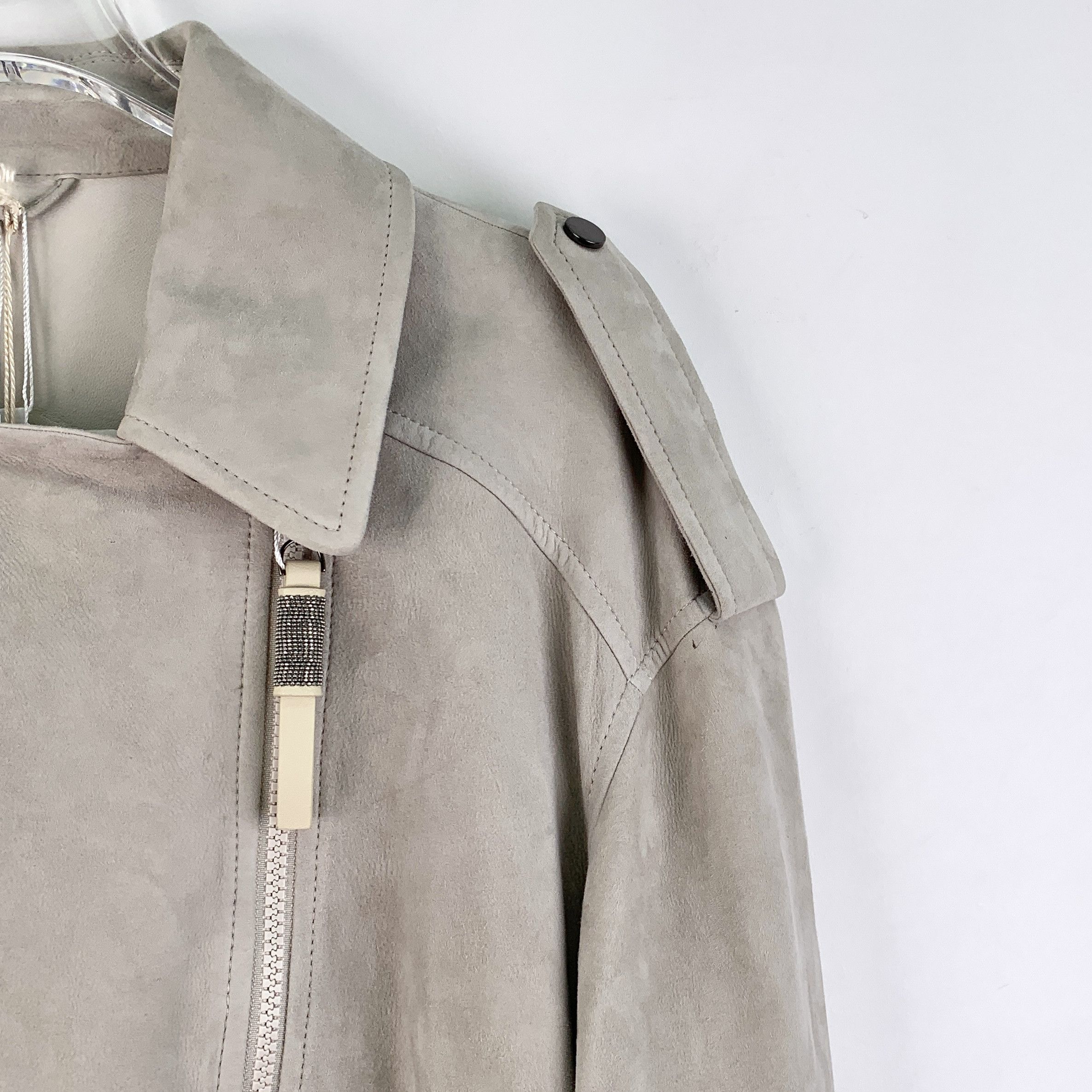 Brunello Cucinelli Brunello Cucinelli Grey Leather Zip Jacket (Size 40) Size US XXS / EU 40 - 9 Thumbnail