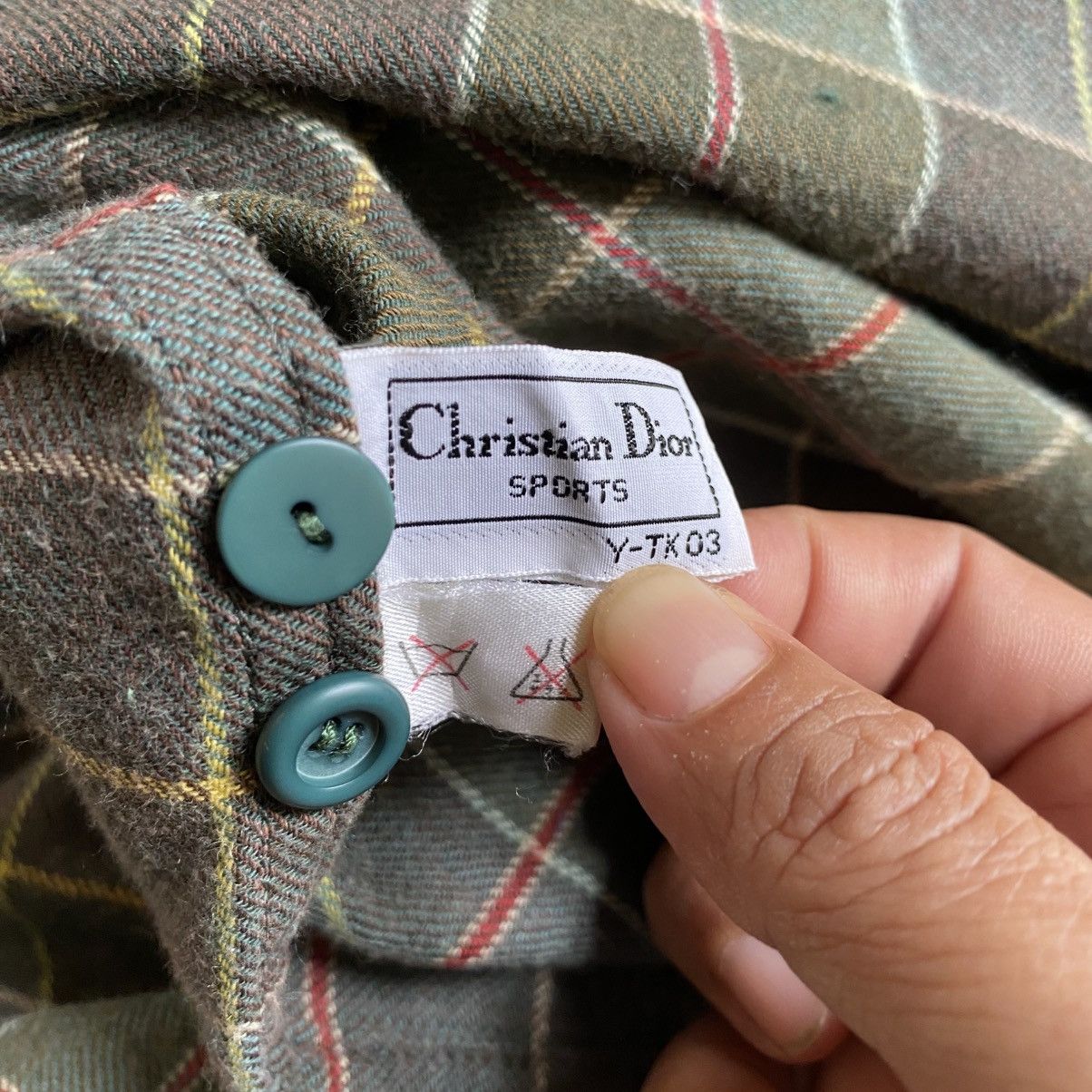 Dior Christian Dior Vintage Green Checkered Long Sleeve Shirt Size M / US 6-8 / IT 42-44 - 14 Thumbnail