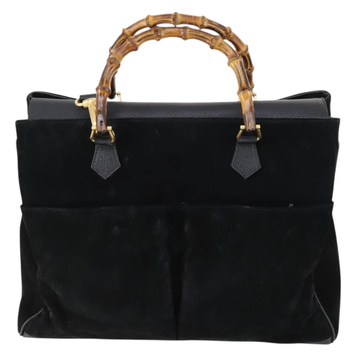 Gucci Gucci Vintage Bamboo Handle Bag Suede Size ONE SIZE - 1 Thumbnail