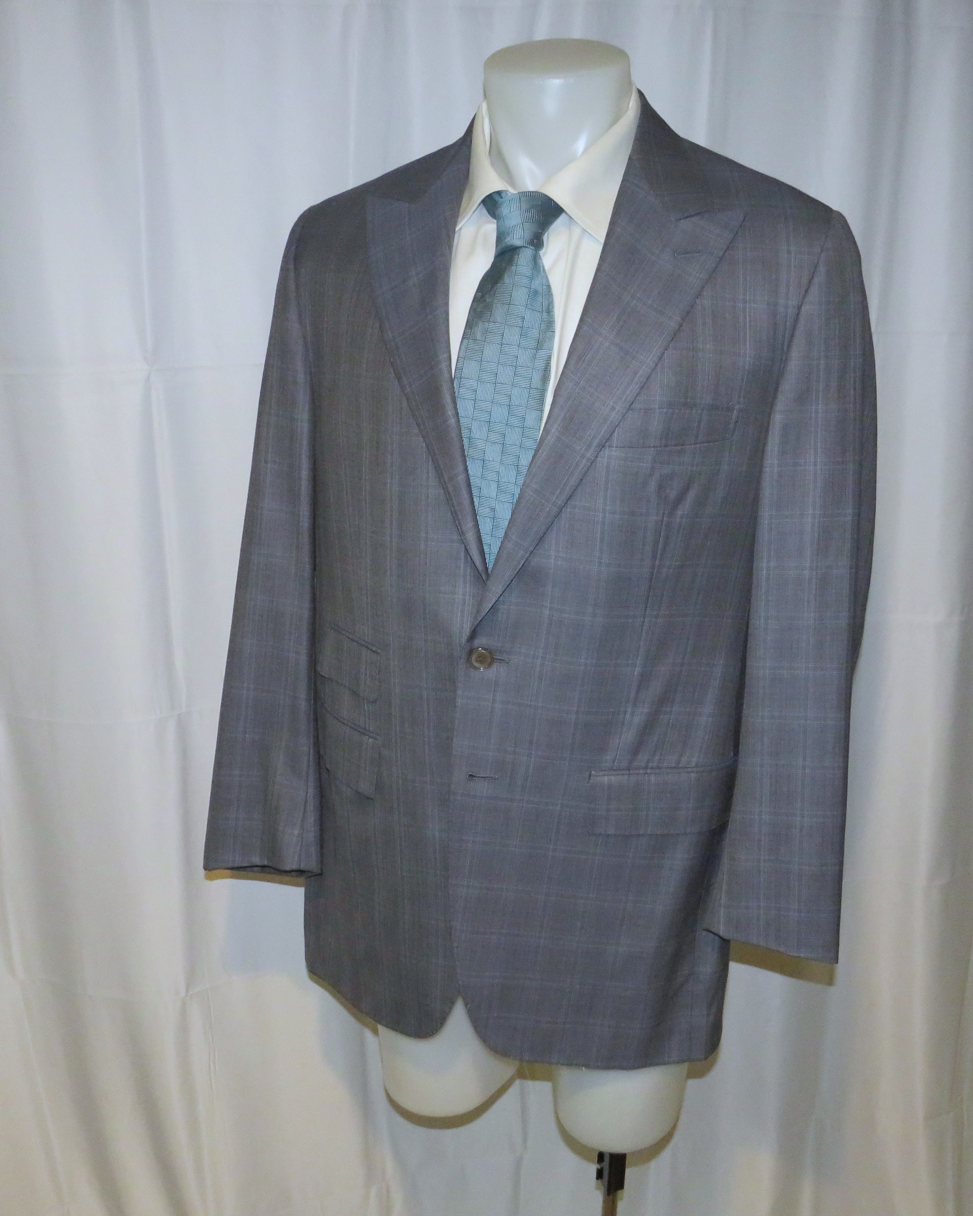 Other Marcello Vero x D'Avenza Gray Plaid Two Button Blazer 43R Size 44R - 6 Thumbnail