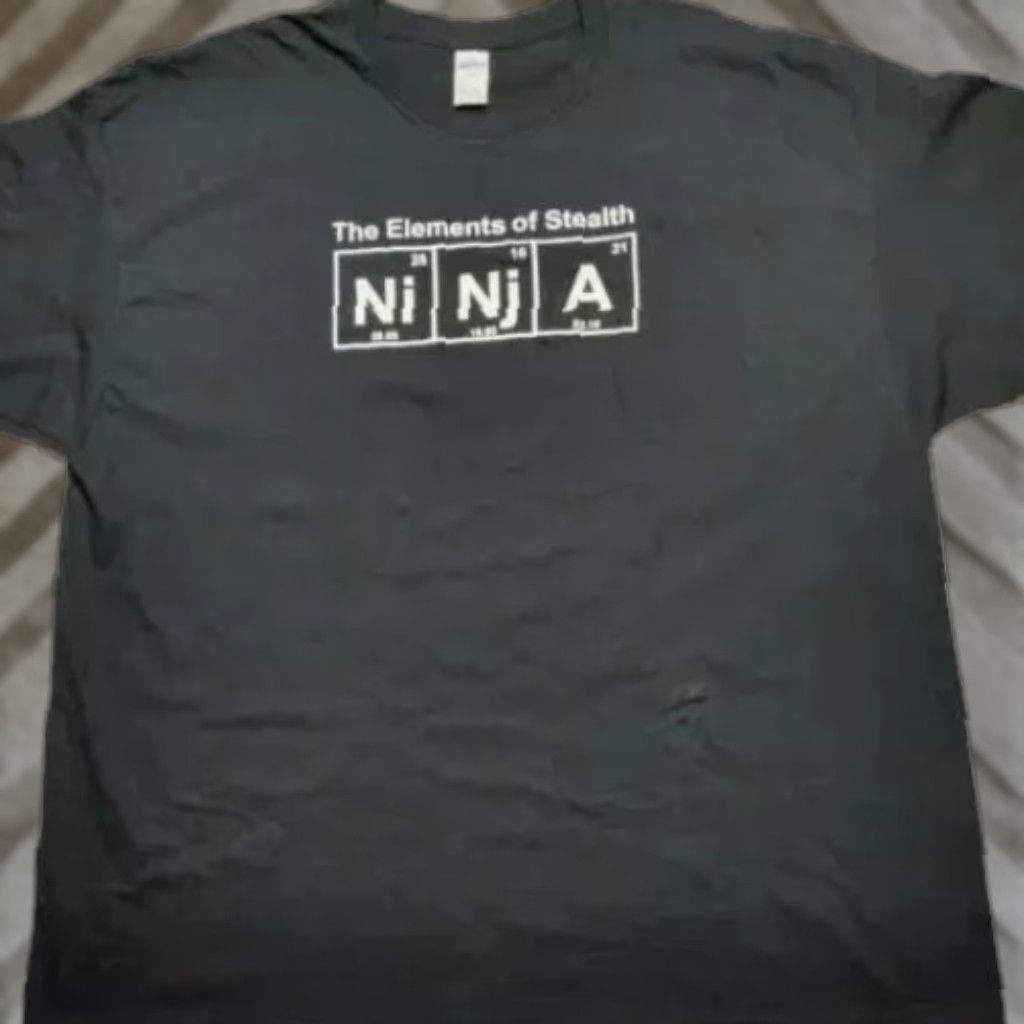 Gildan NINJA The Elements of Surprise Ni Nj A Periodic Table Humor Men 3XL T-Shirt NEW Black Short Sleeve Crew Neck Graphic Tee Size US XXL / EU 58 / 5 - 1 Thumbnail