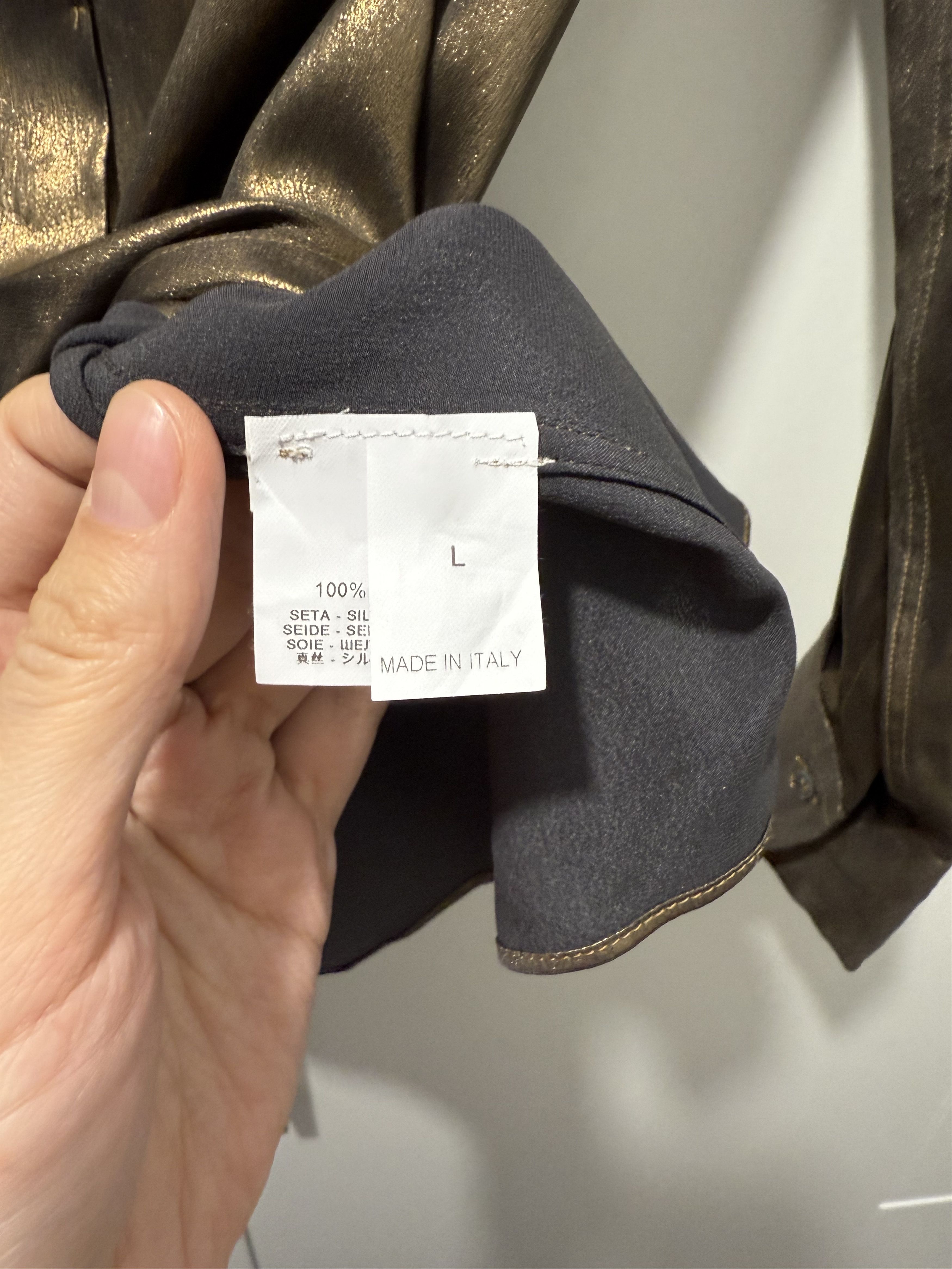 Brunello Cucinelli Women's Brunello Cucinelli Pure Silk Bronze Blouse Shirt Size L / US 10 / IT 46 - 6 Thumbnail