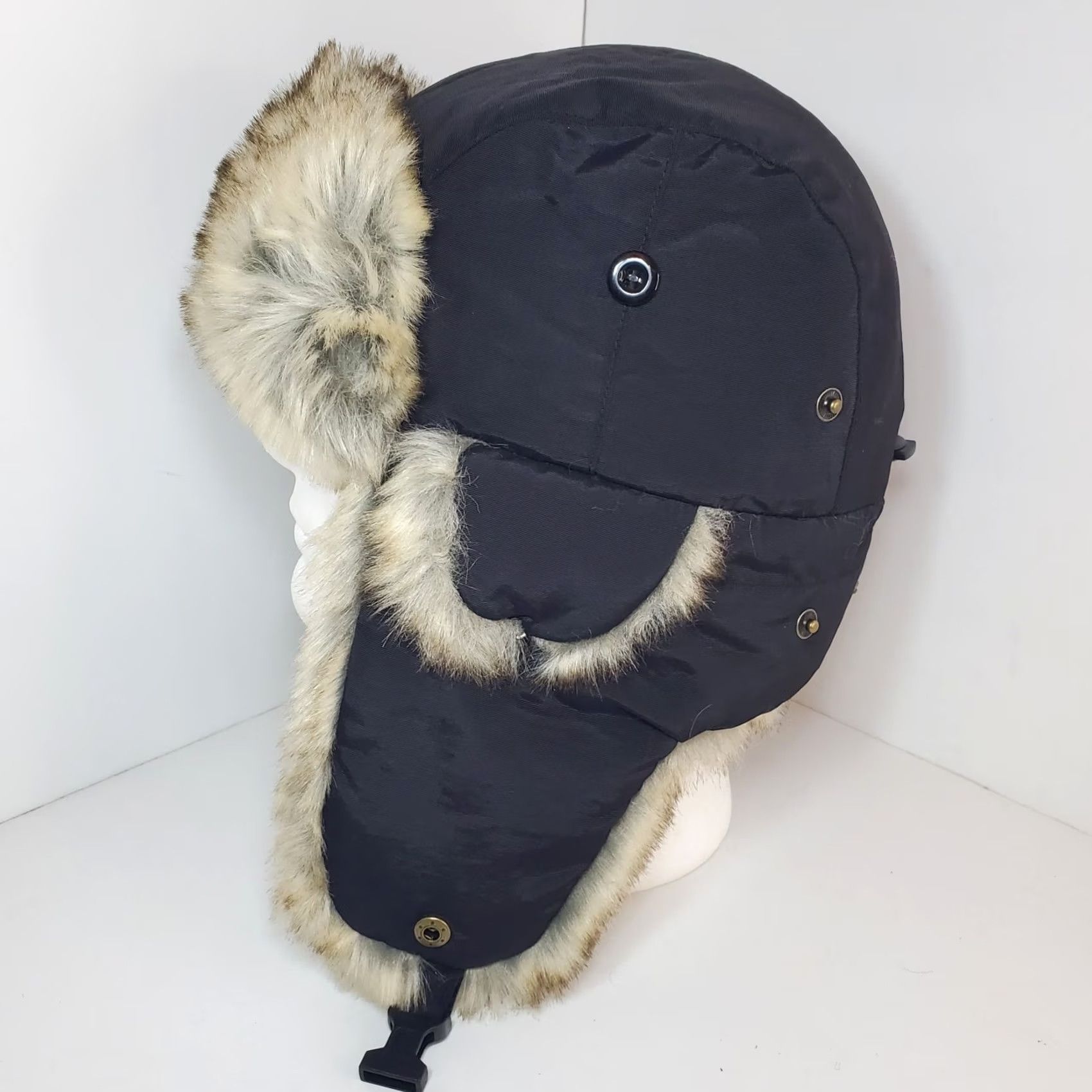 Vintage VINTAGE Scala Mens S/M Aviator Bomber Faux Fur Hat Cap Adjustable Black 90s Outdoor Ski Mens Size ONE SIZE - 3 Thumbnail