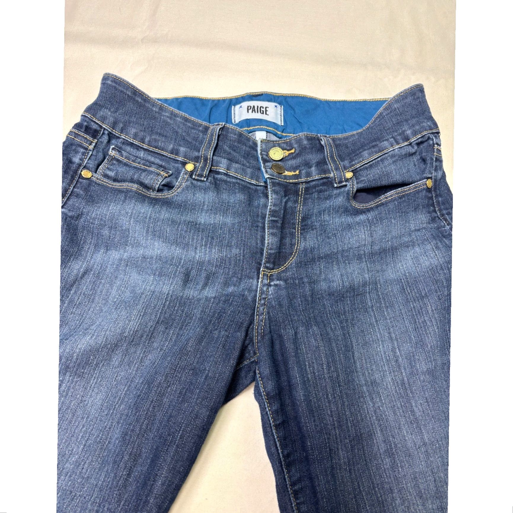 Paige Paige Hidden Hills Petite Flare Jeans Dark Wash Carson WA838 Womens 28X31 USA Size 28" / US 6 / IT 42 - 2 Thumbnail