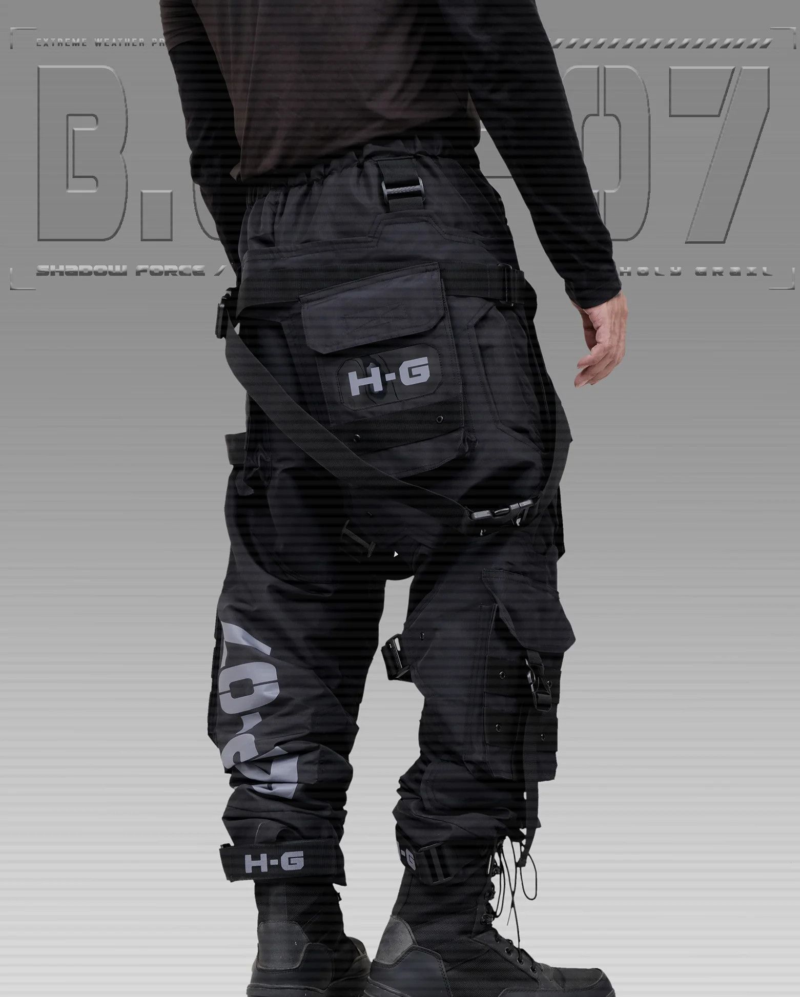 Hi Tec H-G PRO-TECH-TOR "SHADOW FORCE" TECHWEAR CYBERPUNK HOLYGRAIL Size US 34 / EU 50 - 7 Thumbnail