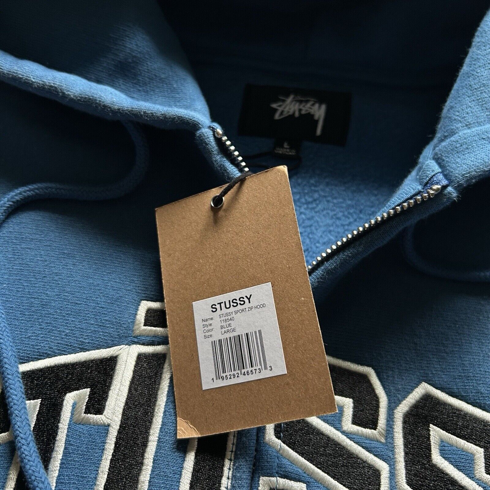Stussy Stussy Sport Embroidered Spell Out Zip Up Hoodie Large Blue Size US L / EU 52-54 / 3 - 4 Thumbnail
