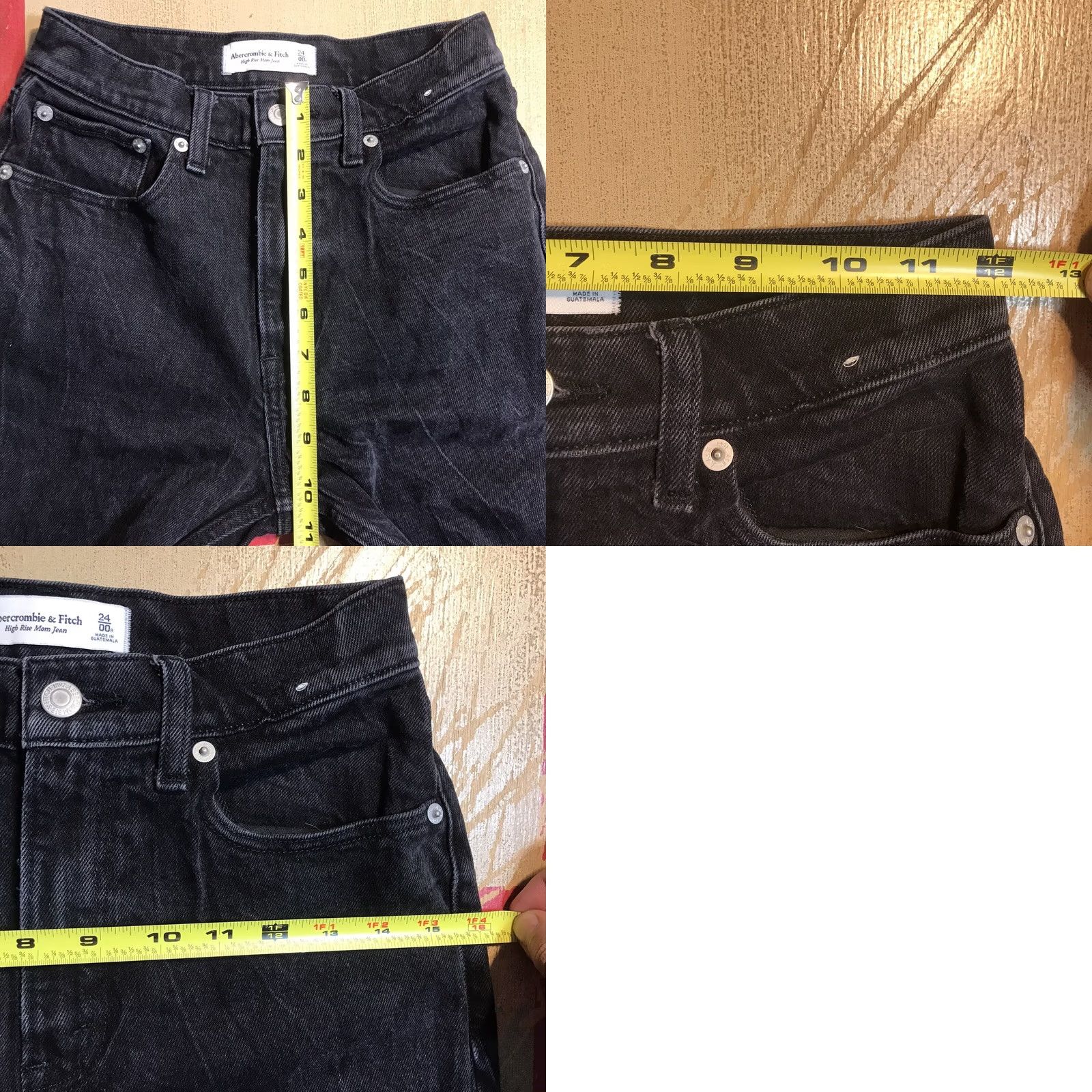 Abercrombie & Fitch Abercrombie & Fitch Mom Jeans Black Dark Wash Distressed Womens 00 X 25 90s Size 42" / US 20 - 9 Thumbnail
