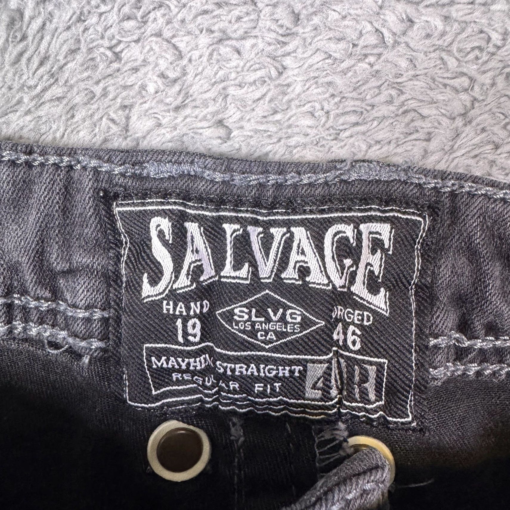 Vintage Salvage Mayhem Straight Jeans Men 40R Regular Denim 31in Gray Cotton Blend 5-Pocket Logo Vintage Style Size US 40 / EU 56 - 4 Thumbnail
