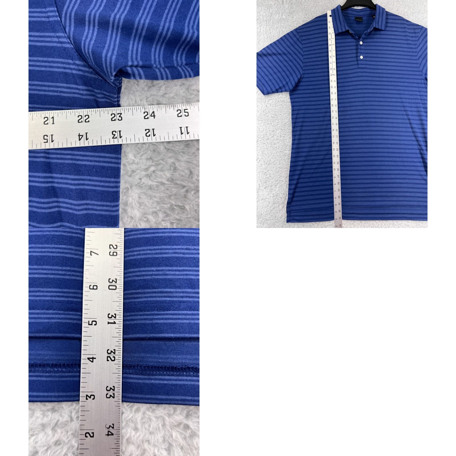 Vintage Dunning Polo Shirt Mens XL Blue Stripe Polyester Blend Sports Polo Shirt Size US XL / EU 56 / 4 - 9 Thumbnail