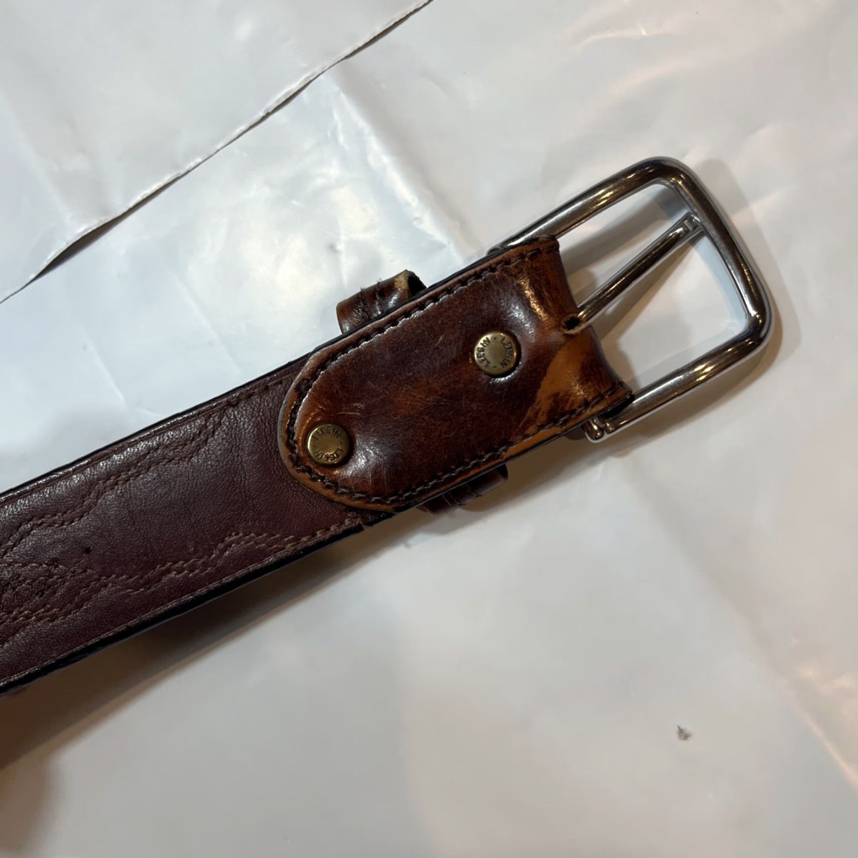 Vintage VINTAGE Leegin Leather Belt 1.5” Wide Removable Buckle Brown 46-51” Mens Belt, Western, Heavy Duty, USA - Large Size Size ONE SIZE - 5 Thumbnail