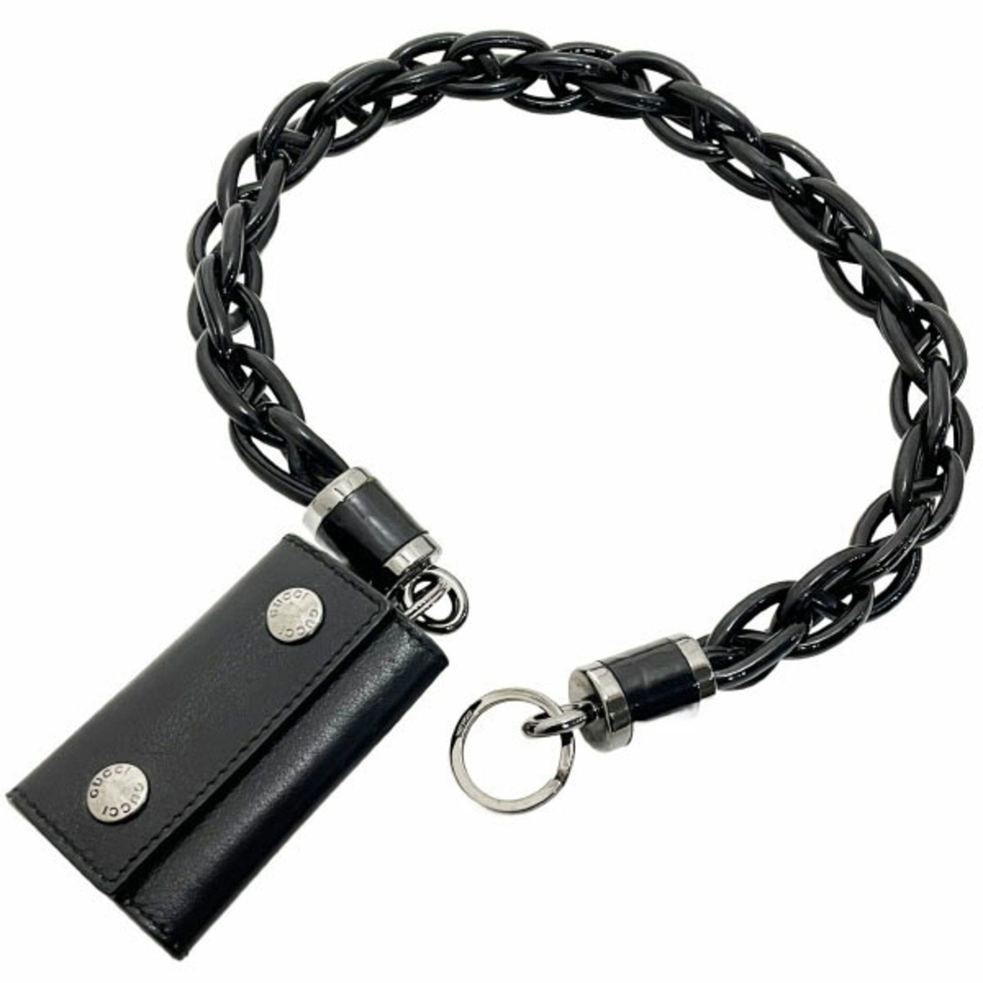 image of Gucci Keychain Chain Charm Enamel Black Key Ring Bag Kah-11170, Women's