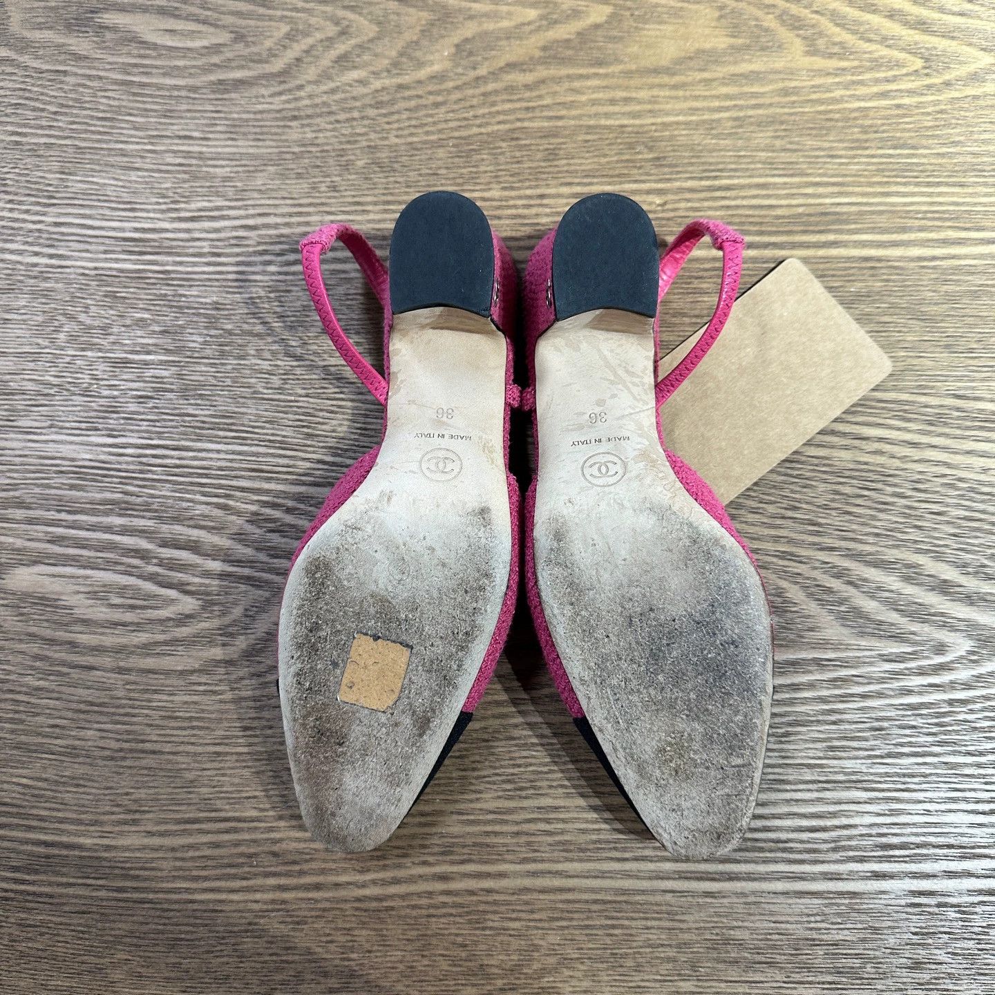 Chanel Chanel Women's Tweed Pink Black Heels 36 mar677 Size US 5.5 / IT 35.5 - 4 Thumbnail