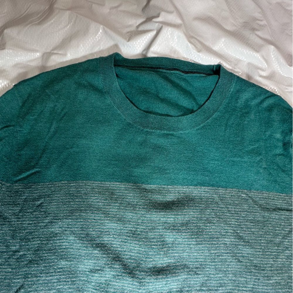 Banana Republic Banana Republic Pima Cotton blend teal striped crew neck swe Size US S / EU 44-46 / 1 - 5 Thumbnail