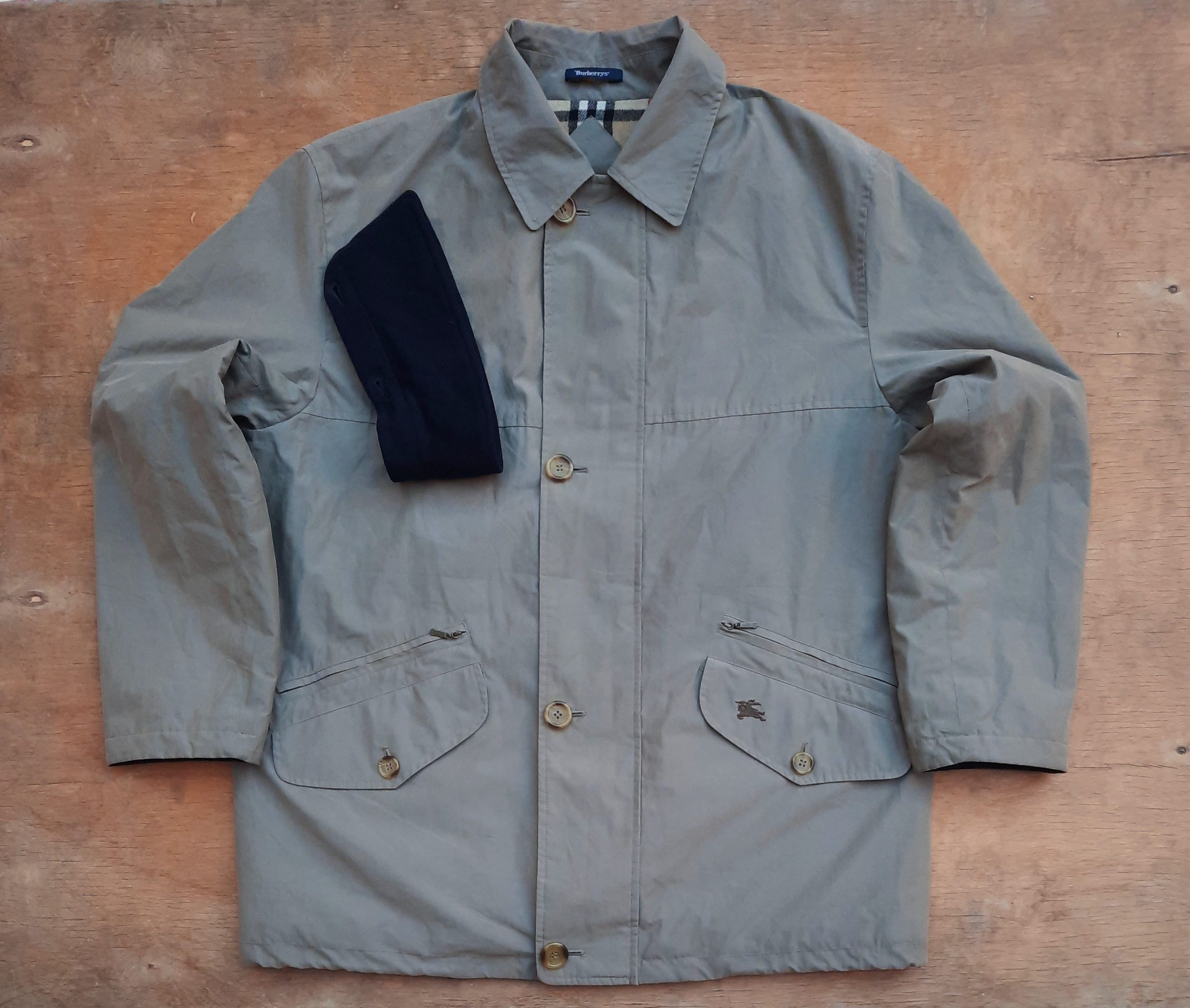 Burberry 90s Burberrys khaki Chore Jacket wool lining & collar Size US L / EU 52-54 / 3 - 4 Thumbnail
