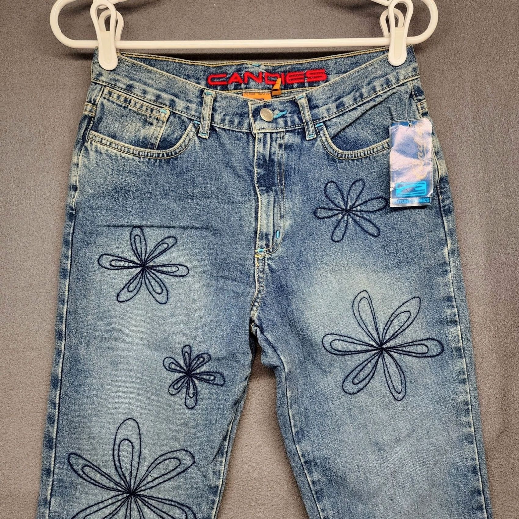 Vintage VINTAGE Candies Jeans Womens Juniors 7 Blue Embroidered Mid Rise Slight Boot Y2K Size 28" / US 6 / IT 42 - 2 Thumbnail