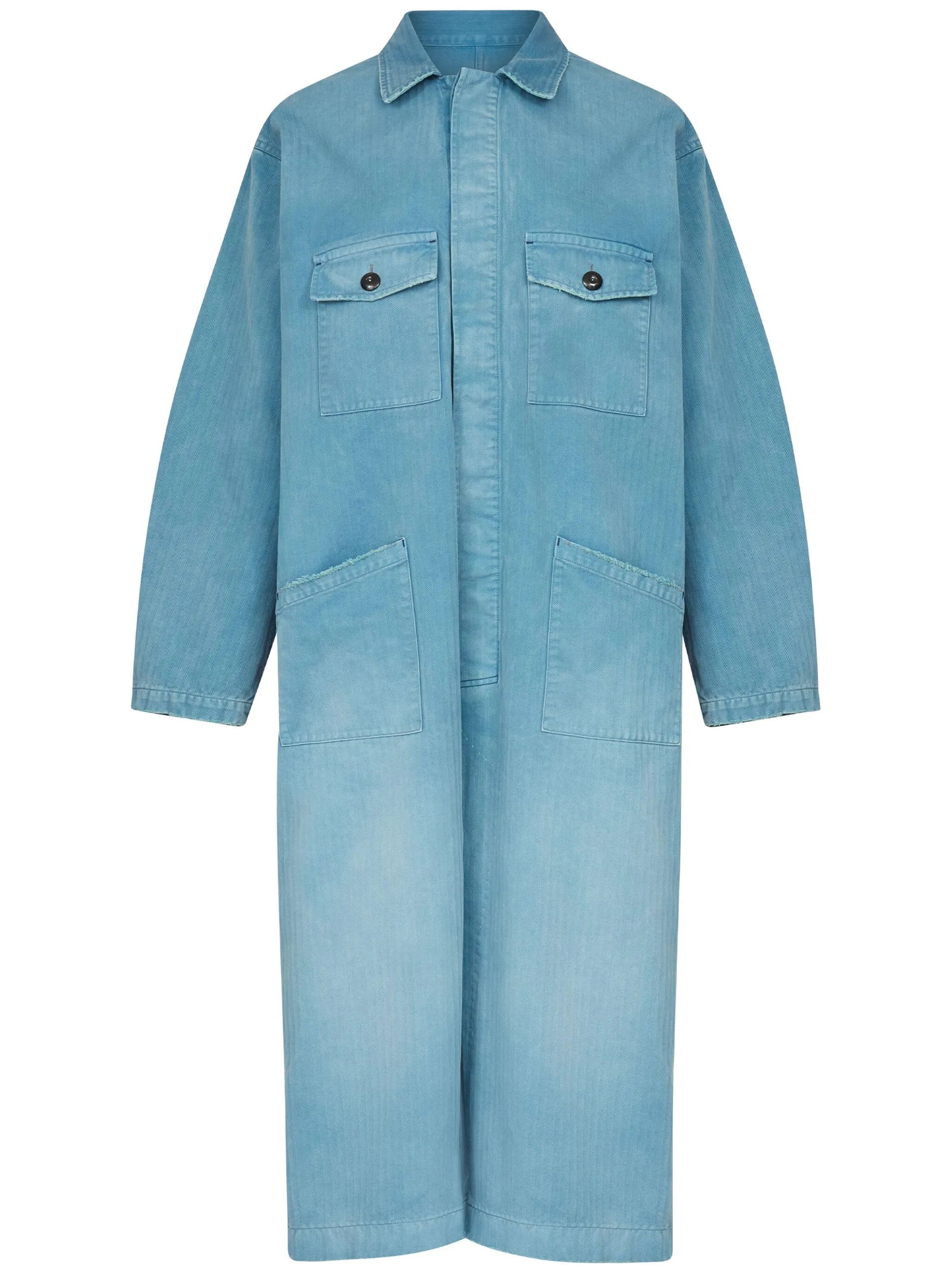 o1w1db10226 Cotton Trench Coat in Light Blue