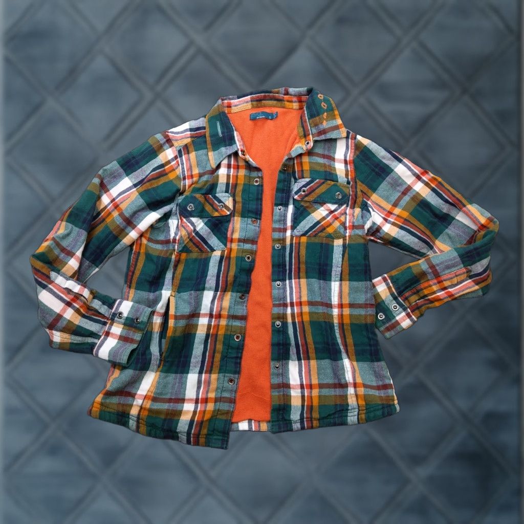 Prana PrAna Jacket Womens Small Green Plaid Flannel Lined Snap Pockets Thermal Size S / US 4 / IT 40 - 1 Thumbnail