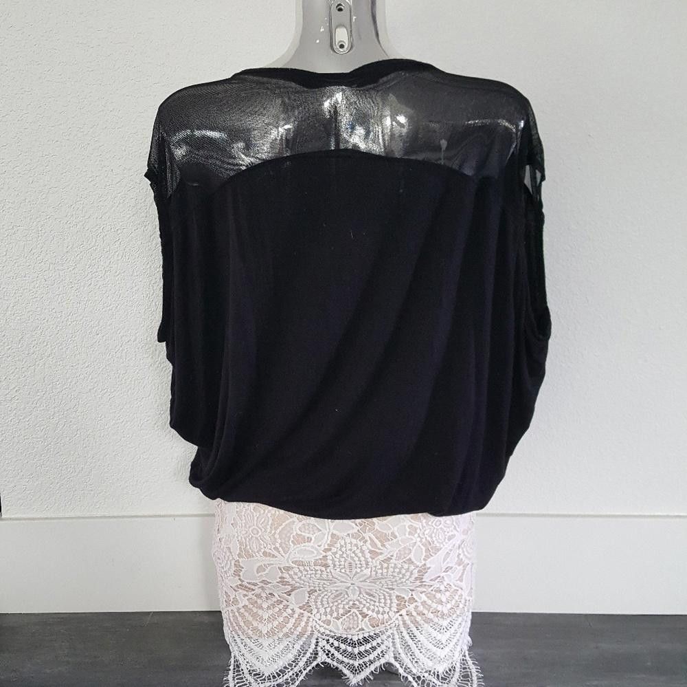 Designer Black Mesh Detailed Melville Dolman Sleeve Size ONE SIZE - 2 Thumbnail