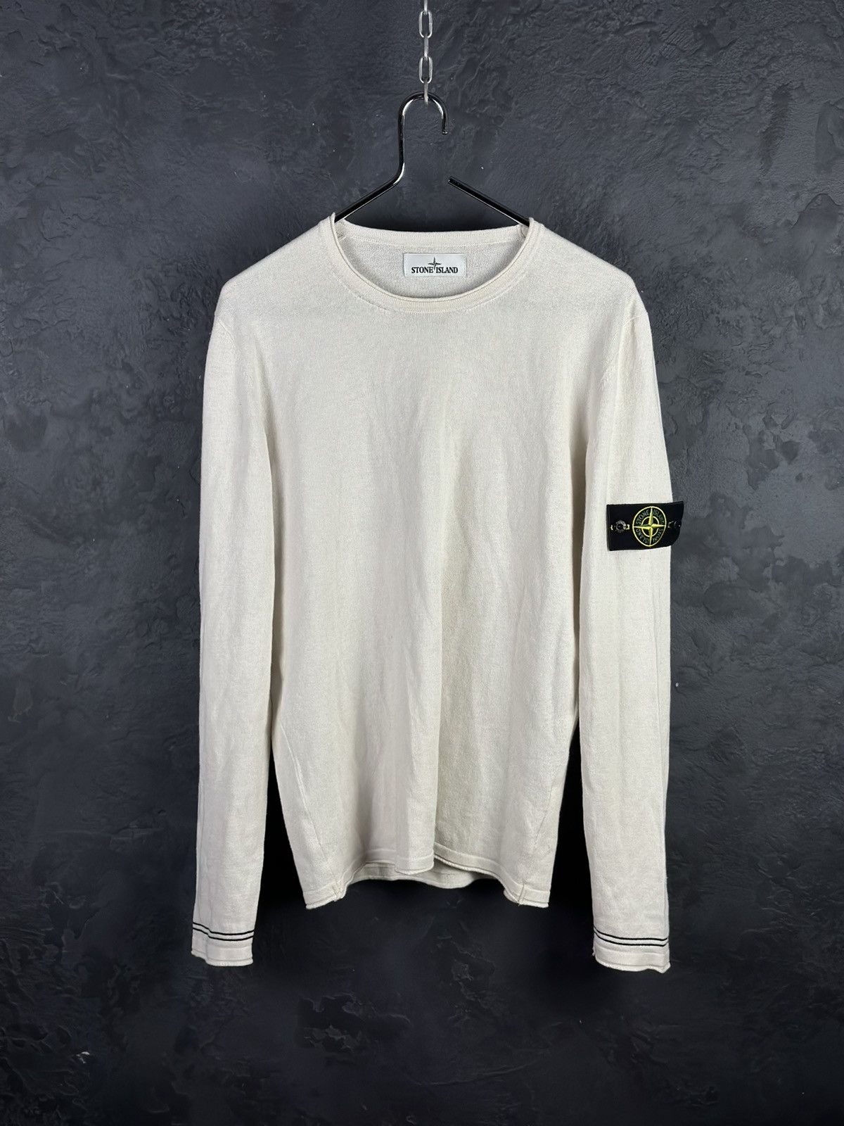 Stone Island × Vintage Stone Island White Cotton Knit Crewneck Jumper Size US M / EU 48-50 / 2 - 3 Thumbnail