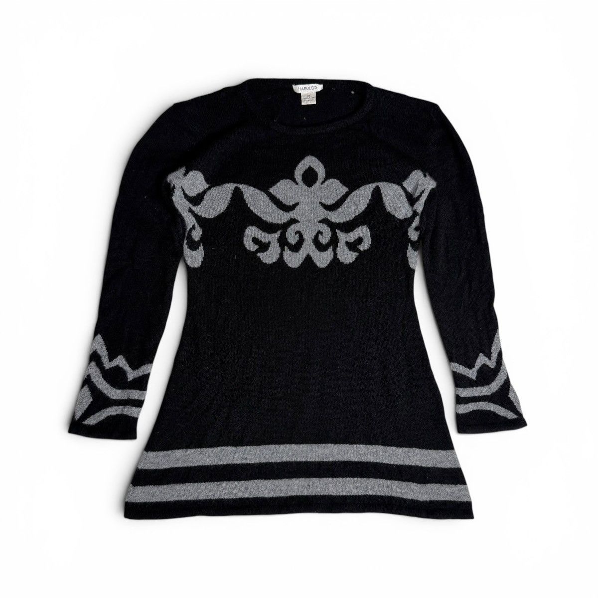 Other Black 100% Cashmere Baroque Damask Pattern Crewneck Sweater Size XS / US 0-2 / IT 36-38 - 5 Thumbnail