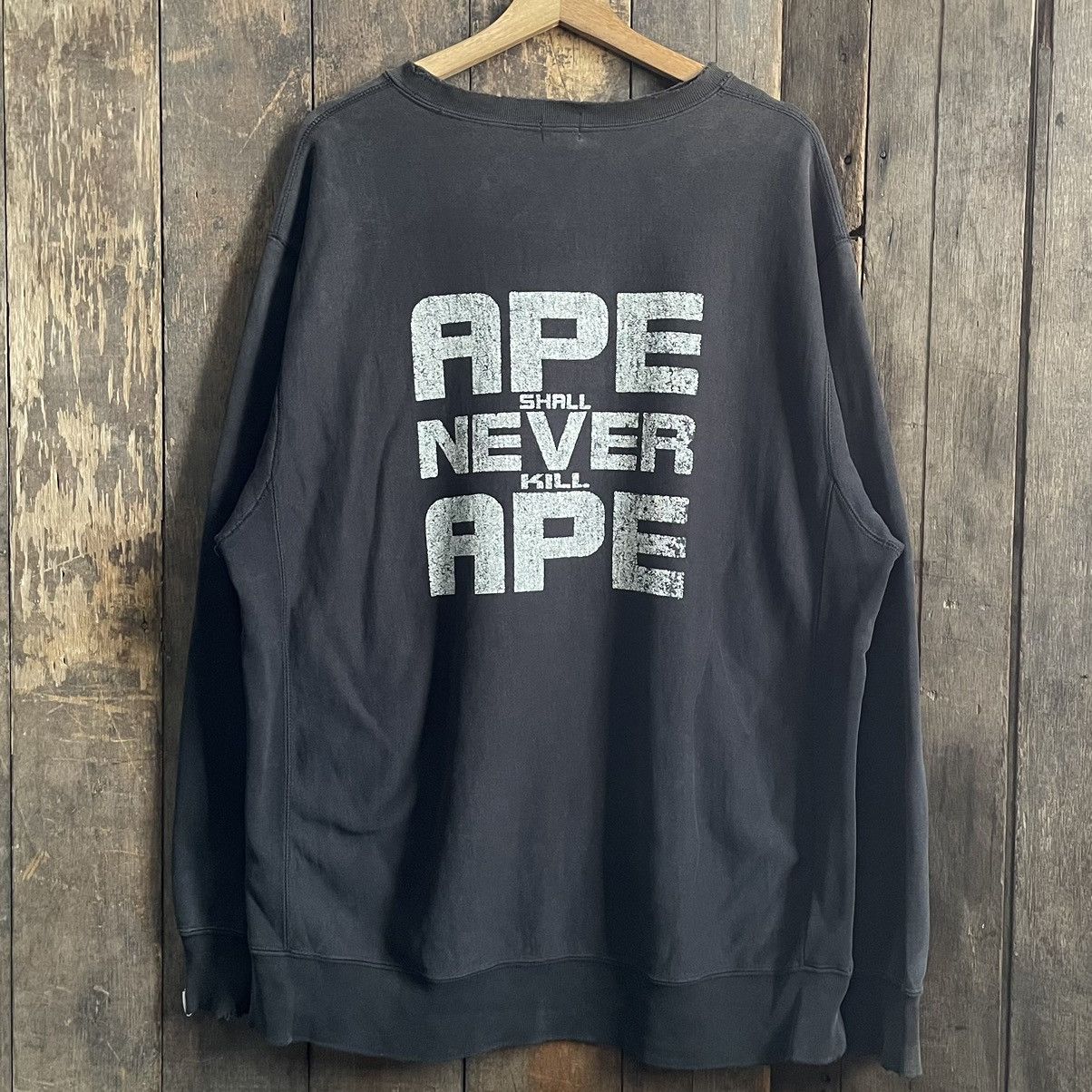 Bape A Bathing Ape College Crewneck Distressed Sweatshirt Size US XL / EU 56 / 4 - 2 Thumbnail